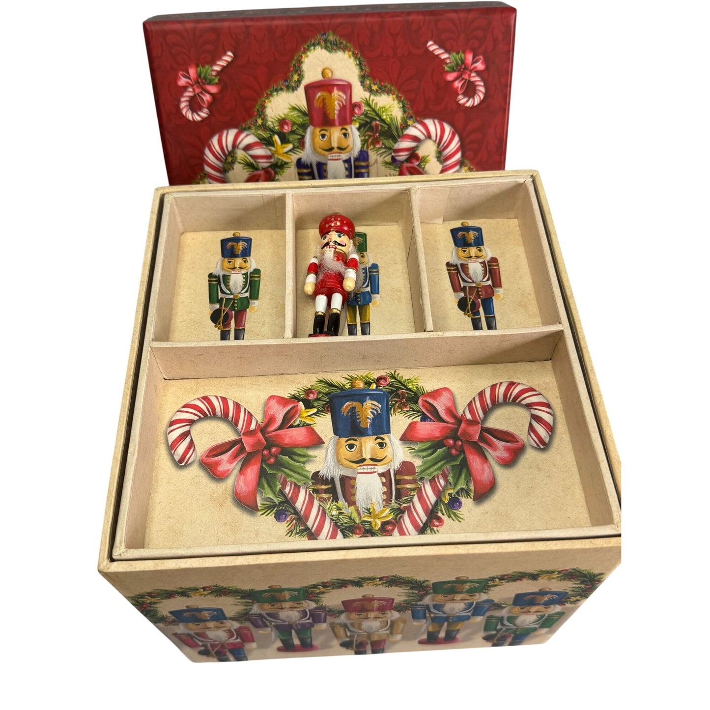 Christmas Nutcracker Nesting Boxes With Nutcracker Design 2-Piece Set Decorative Holiday Storage Or Gift Packaging