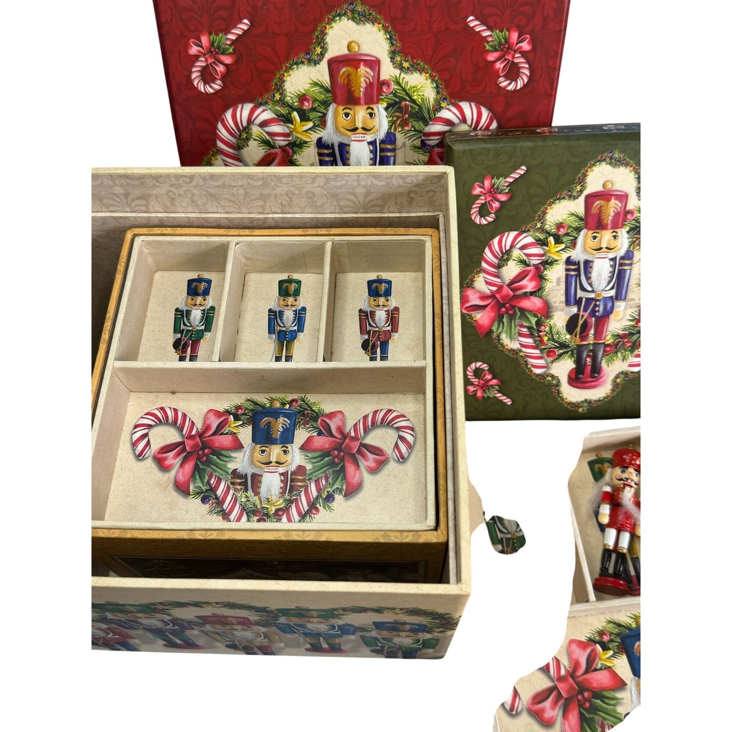 Christmas Nutcracker Nesting Boxes With Nutcracker Design 2-Piece Set Decorative Holiday Storage Or Gift Packaging