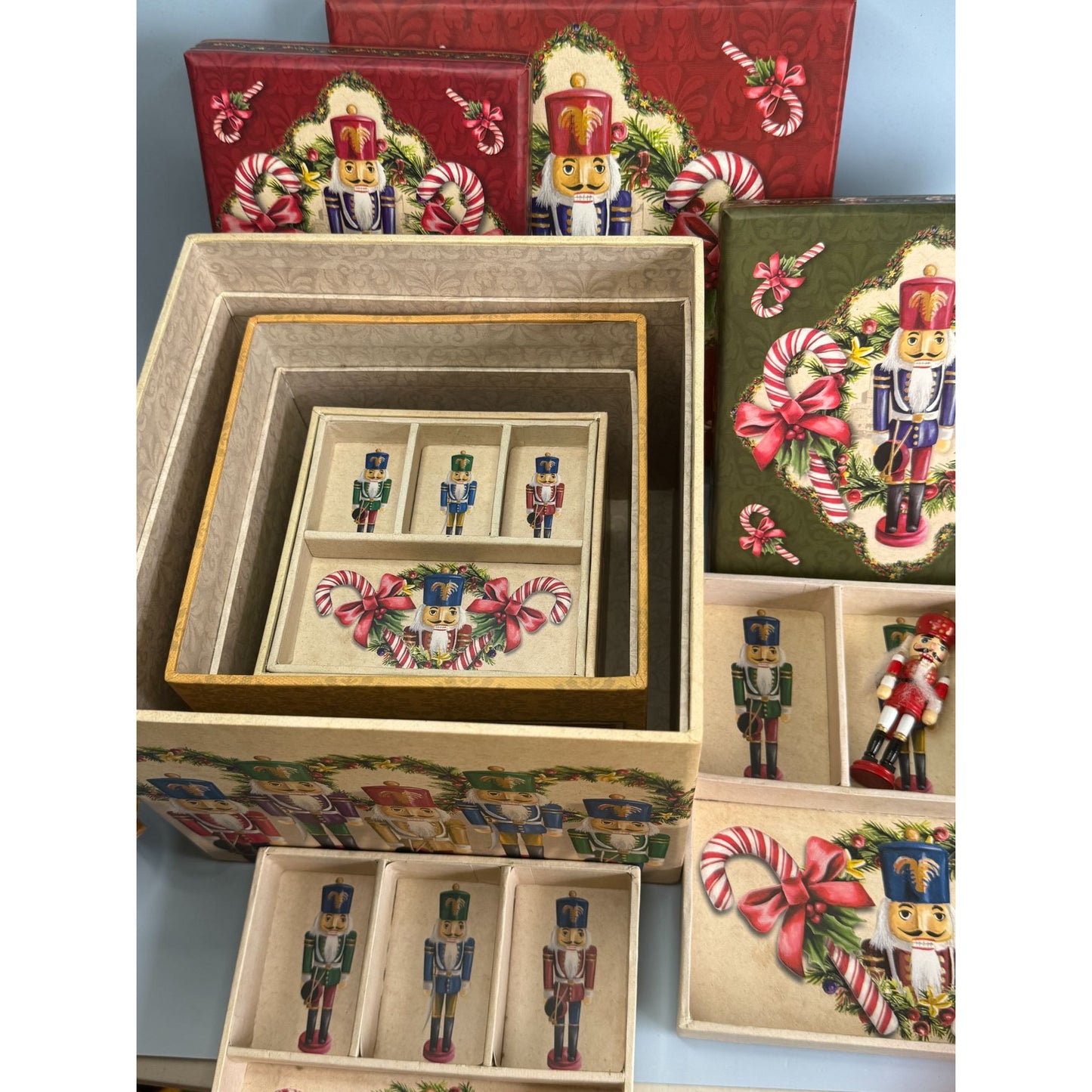 Christmas Nutcracker Nesting Boxes With Nutcracker Design 2-Piece Set Decorative Holiday Storage Or Gift Packaging