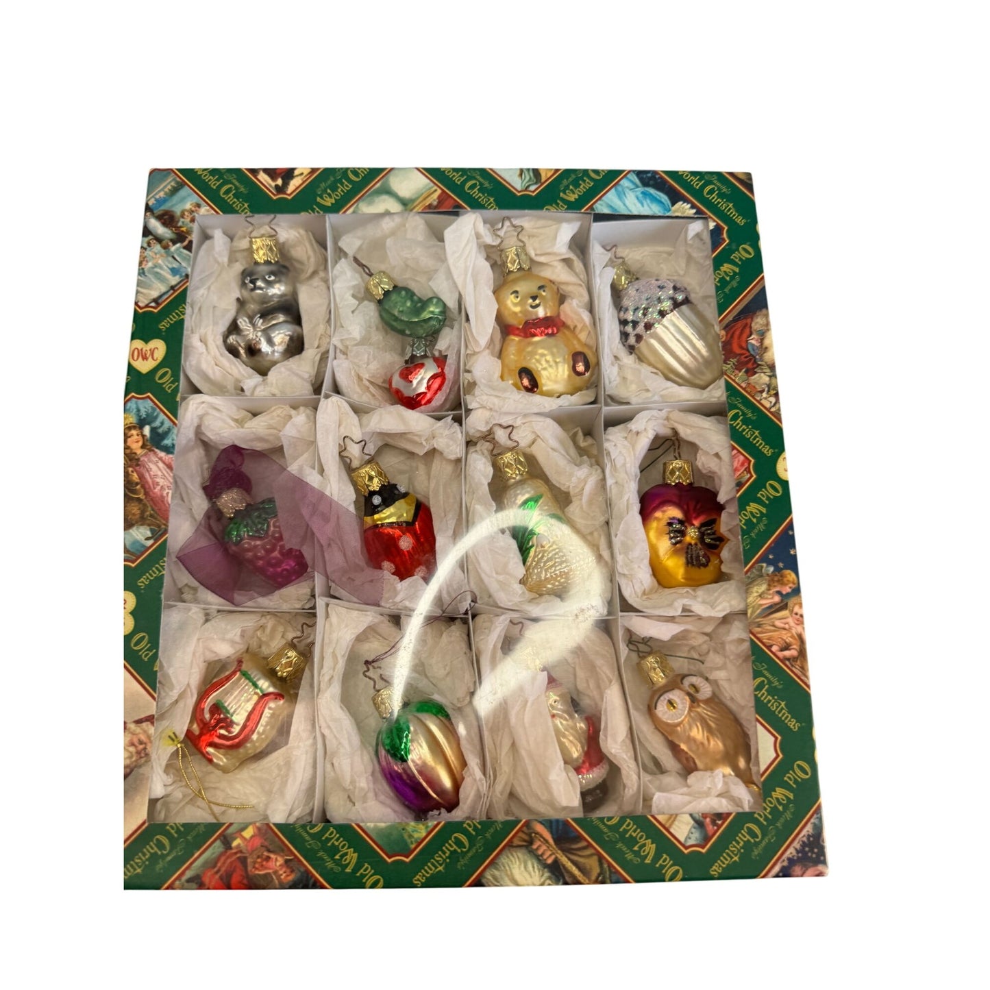 Old World Christmas Mini Blown Glass Ornament Lot 13 Assorted Boxed Set