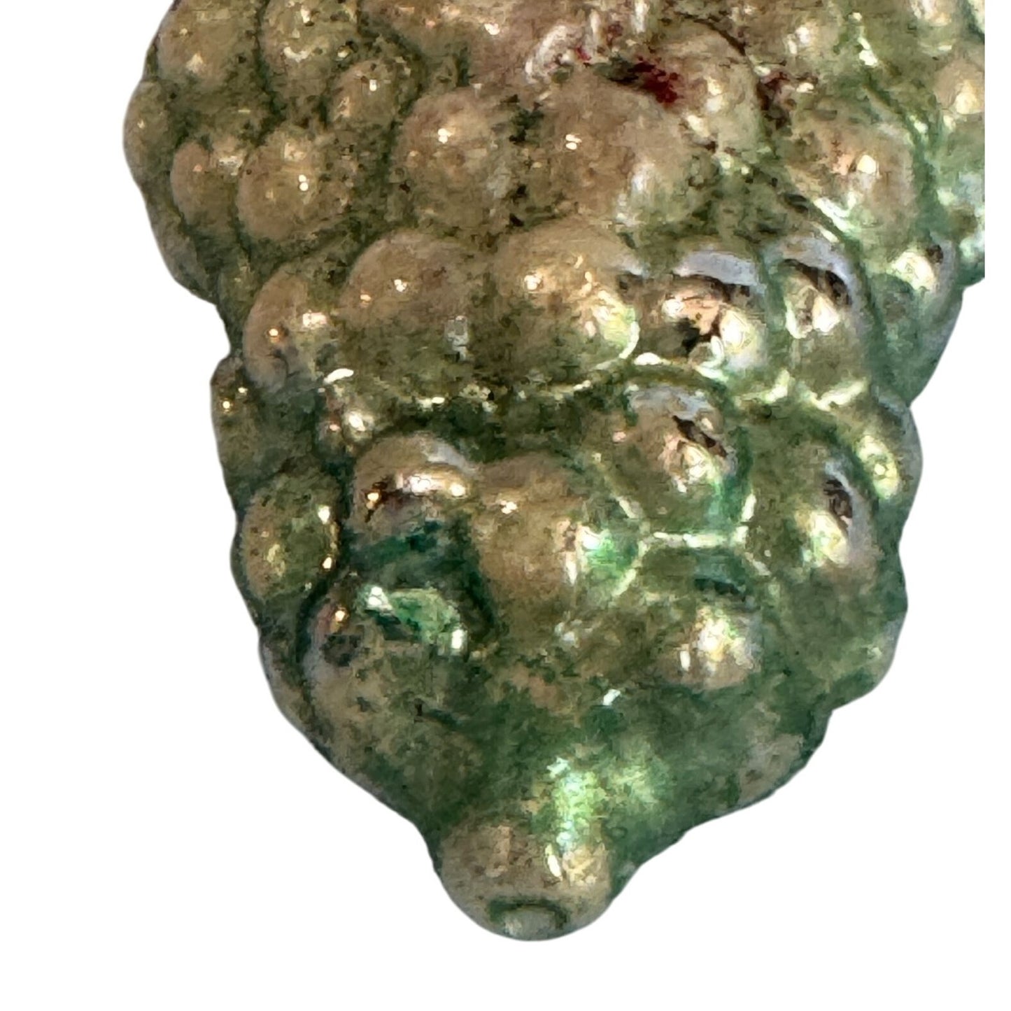 Vintage German Glass Ornament Grape Cluster Red Green Silver 3.5 Inches