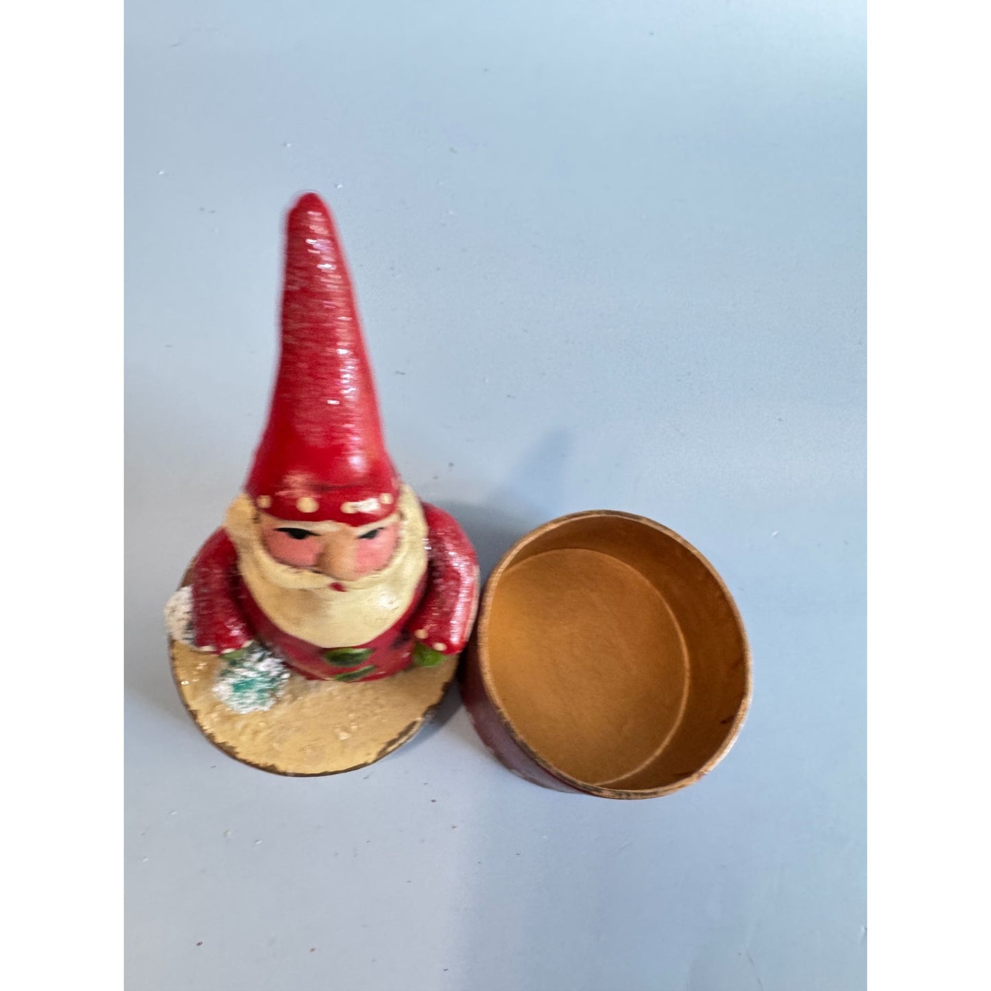 2005 Penny Mcallister Paper Mache Santa Trinket Box Christmas Figurine Folk Art