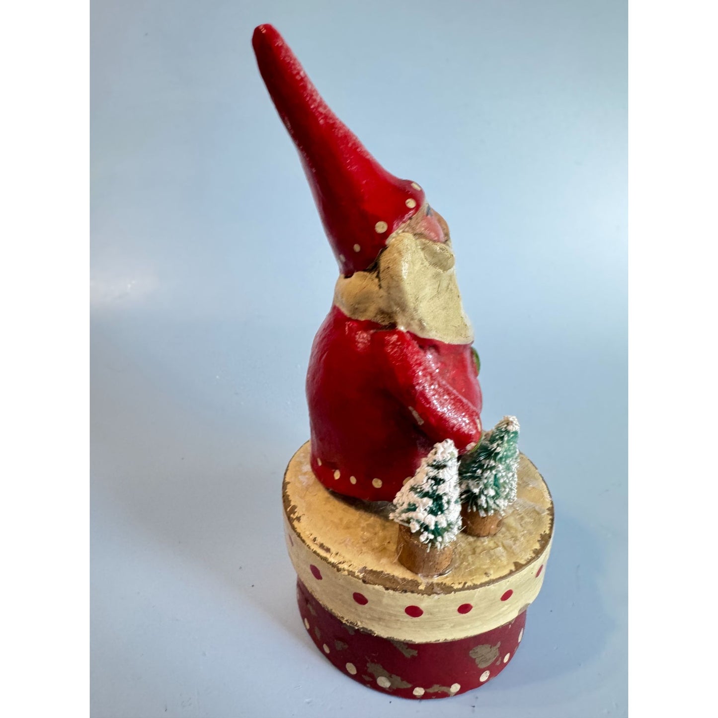 2005 Penny Mcallister Paper Mache Santa Trinket Box Christmas Figurine Folk Art