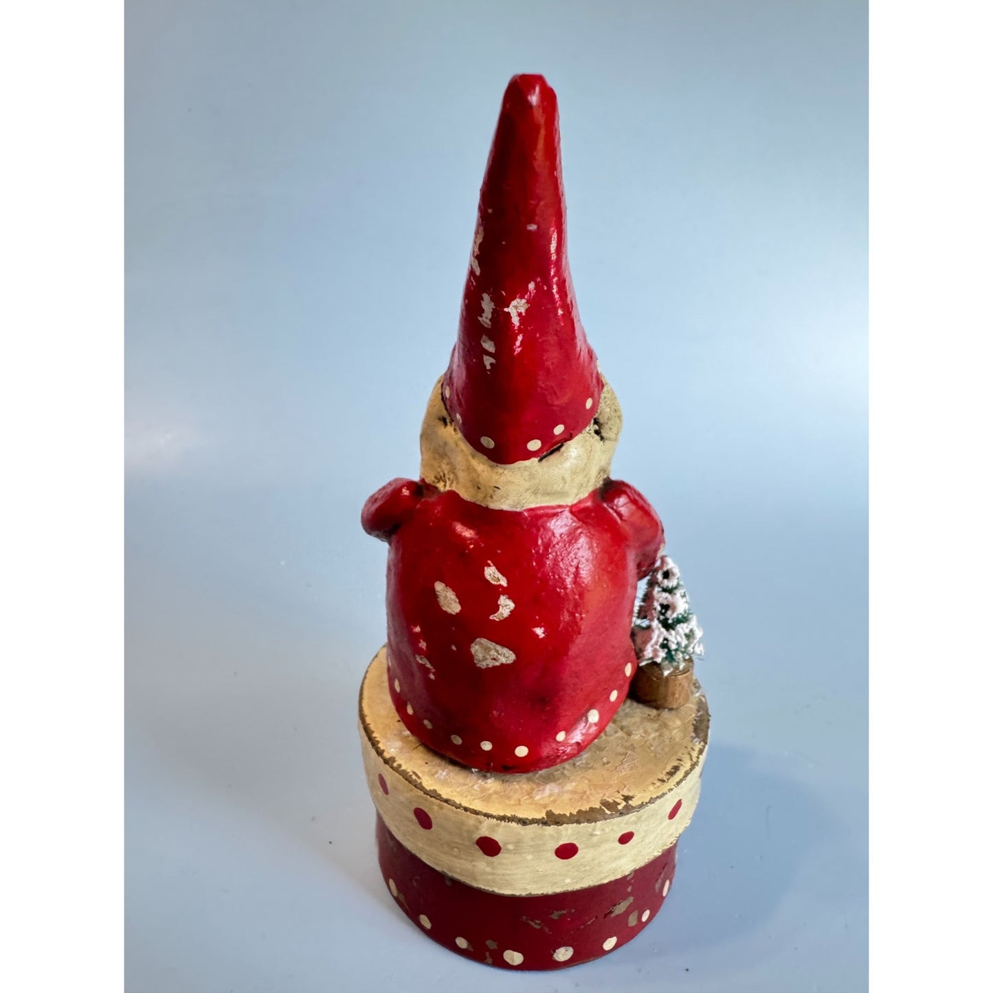 2005 Penny Mcallister Paper Mache Santa Trinket Box Christmas Figurine Folk Art
