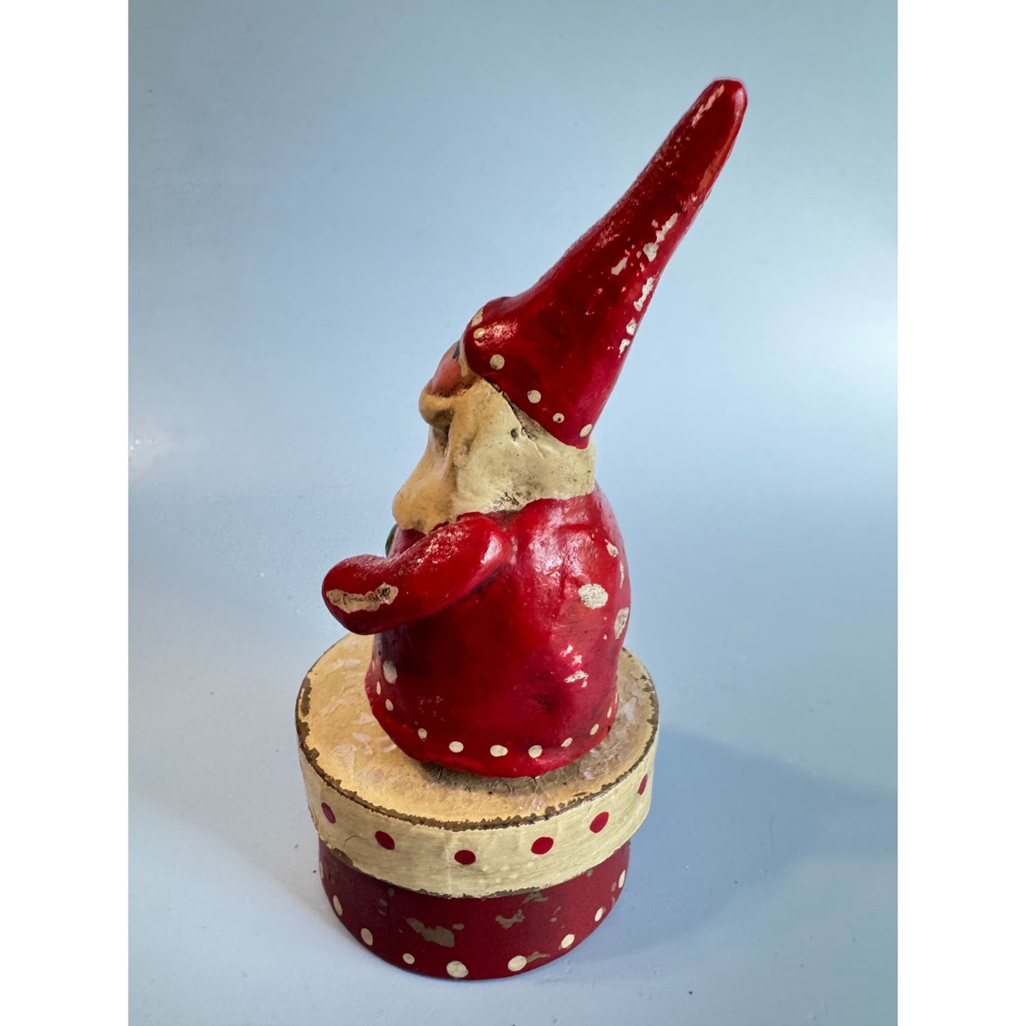 2005 Penny Mcallister Paper Mache Santa Trinket Box Christmas Figurine Folk Art