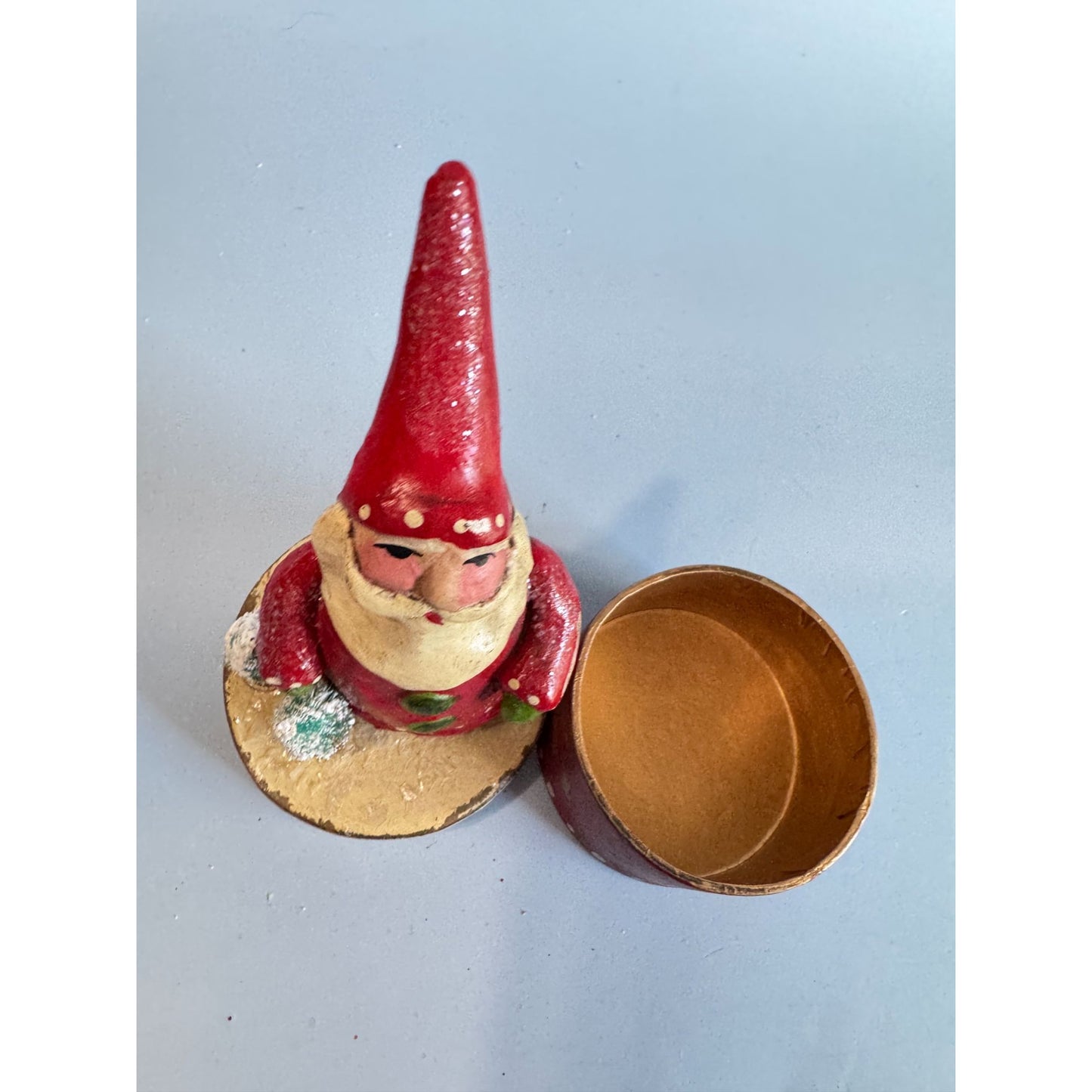 2005 Penny Mcallister Paper Mache Santa Trinket Box Christmas Figurine Folk Art