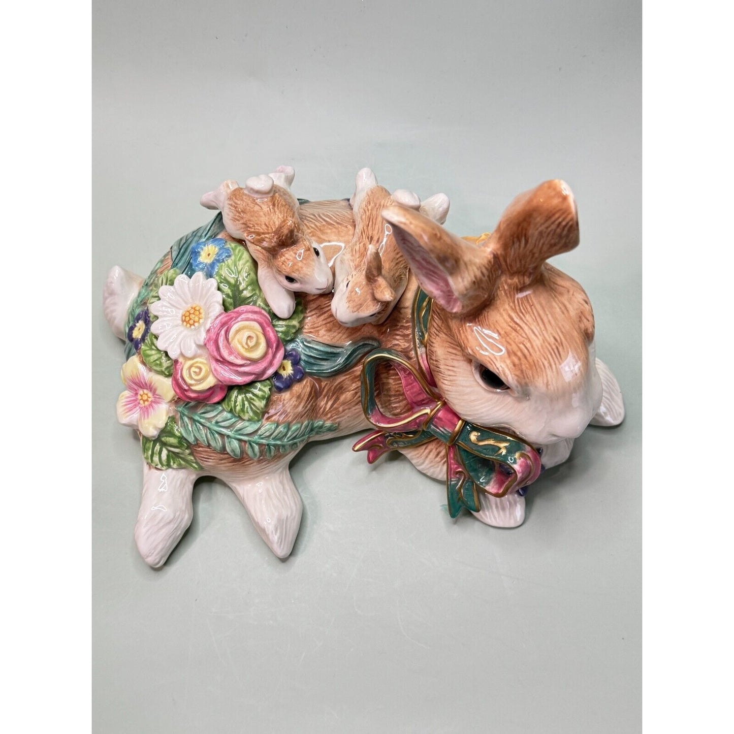 Fitz & Floyd Woodland Spring Mama & Baby Bunny Rabbit Figuirine