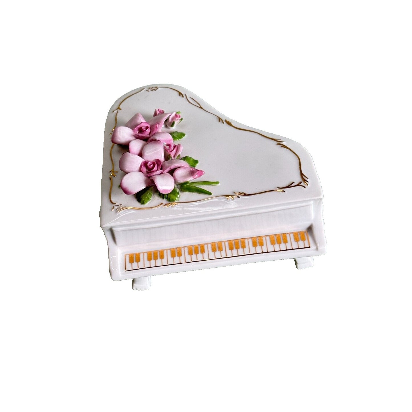 Vintage Lefton Porcelain Piano Music Box "Till the End of Time". 1996