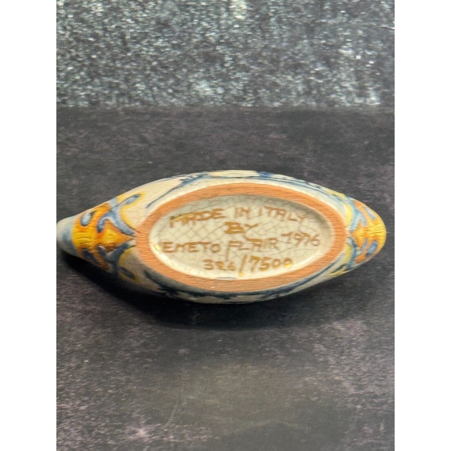 Vintage Veneto Flair Candlestick Signed 1976 Italian Ceramic Scroll Design