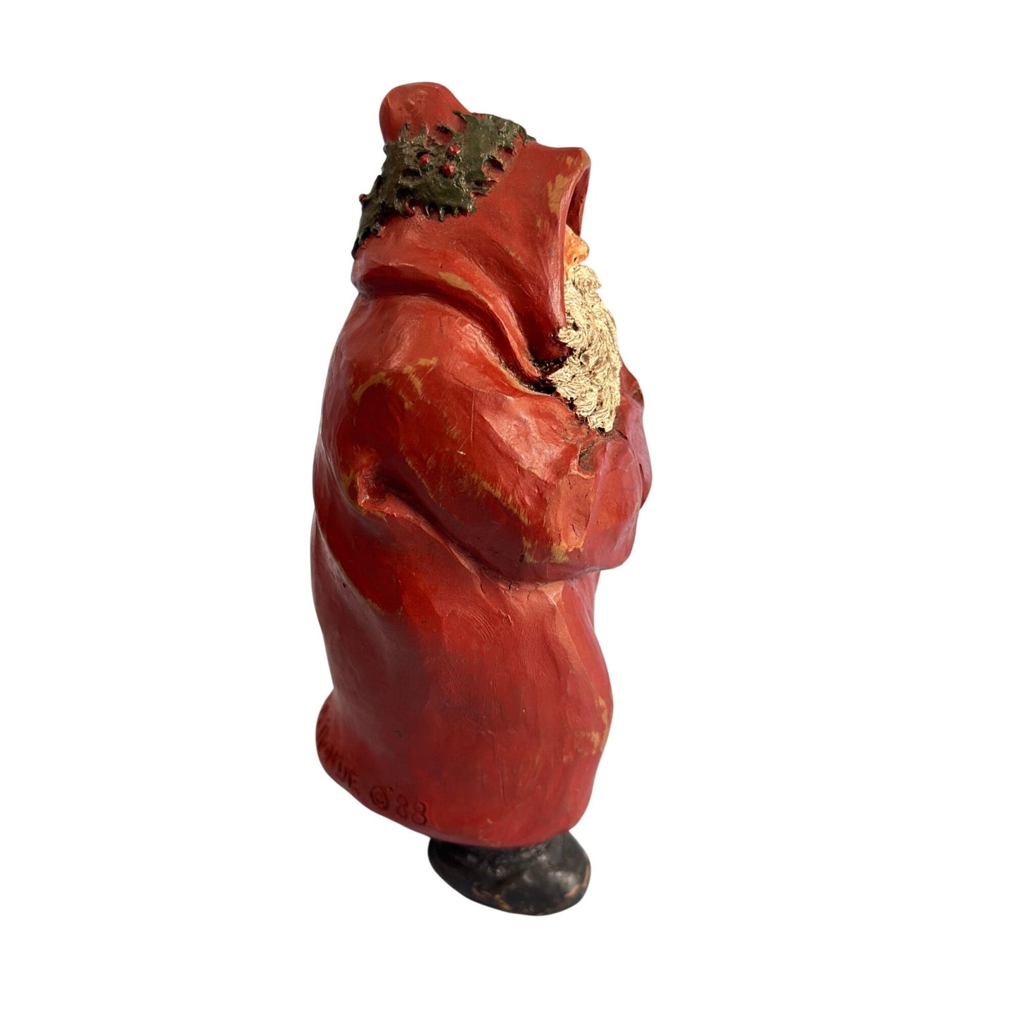 Vintage De La Ronde Folk Art Santa Claus Sculptured Figurine Signed 1988 7 1/8"