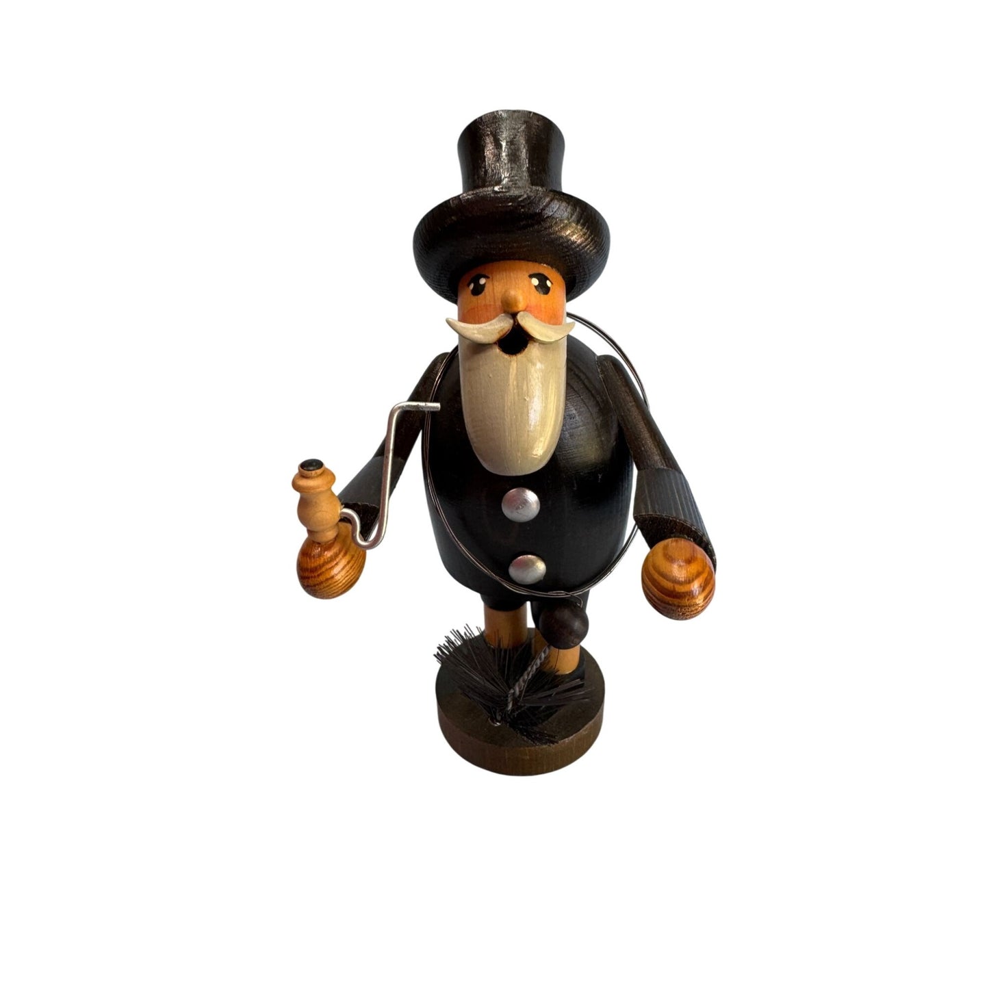 Vintage Erzgebirge Lucky Chimney Sweep Smoker German Wooden Incense Burner GDR 8"