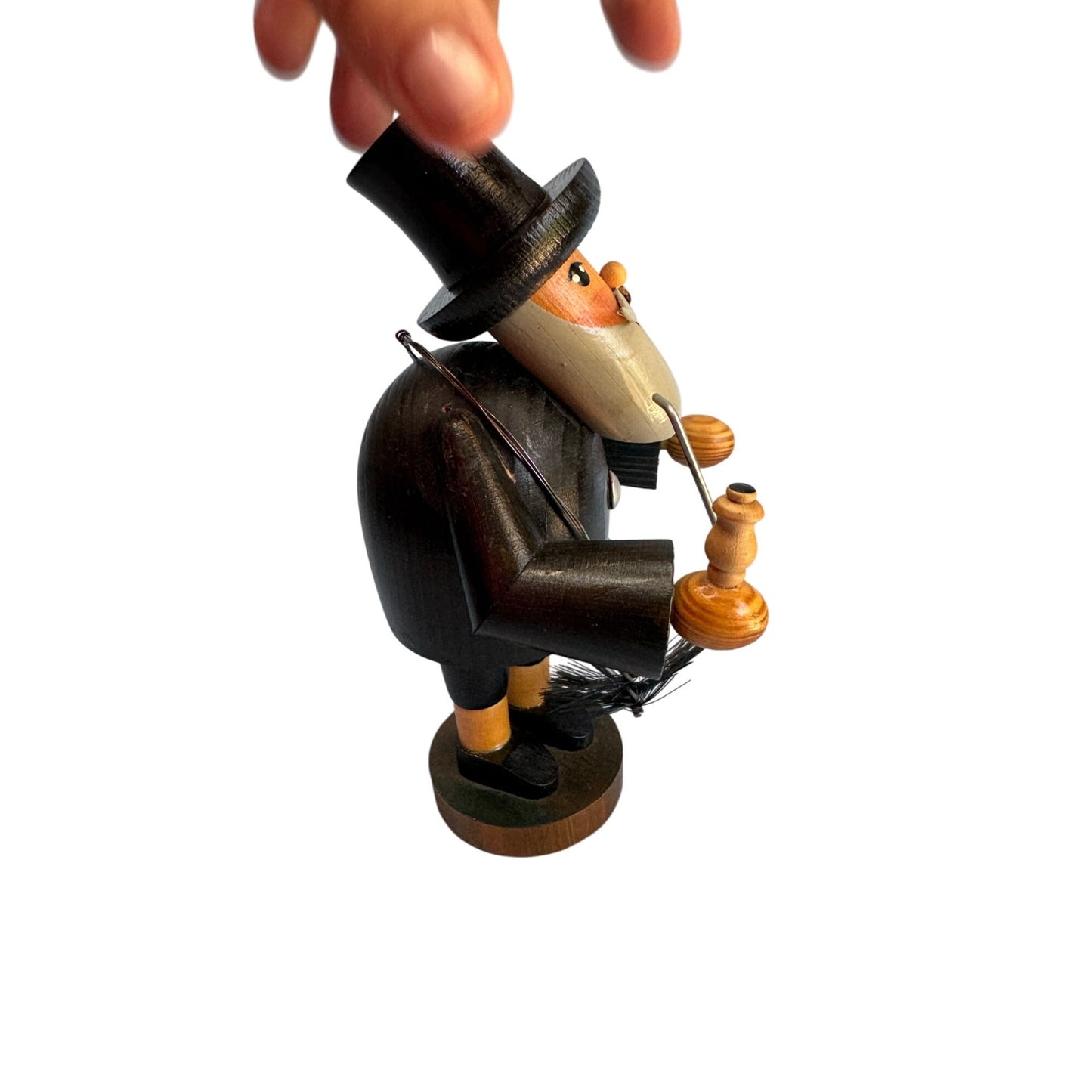 Vintage Erzgebirge Lucky Chimney Sweep Smoker German Wooden Incense Burner GDR 8"