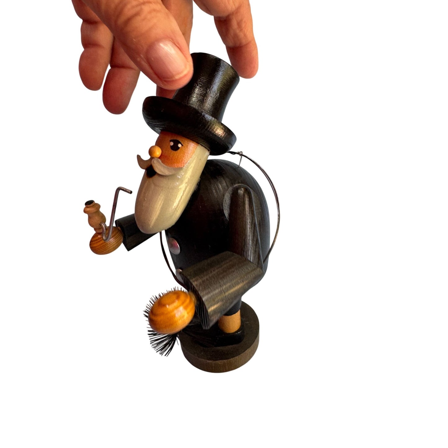 Vintage Erzgebirge Lucky Chimney Sweep Smoker German Wooden Incense Burner GDR 8"