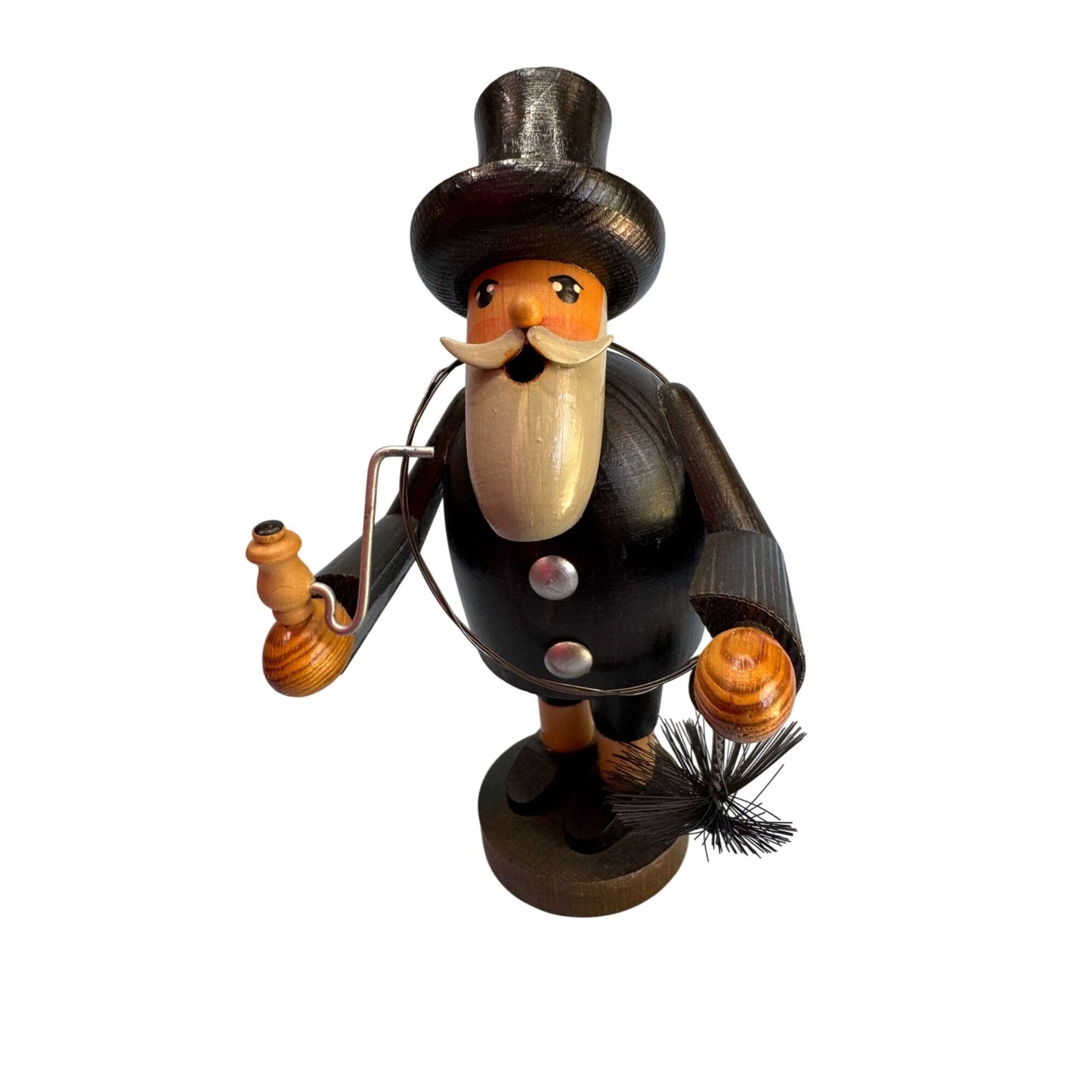 Vintage Erzgebirge Lucky Chimney Sweep Smoker German Wooden Incense Burner GDR 8"