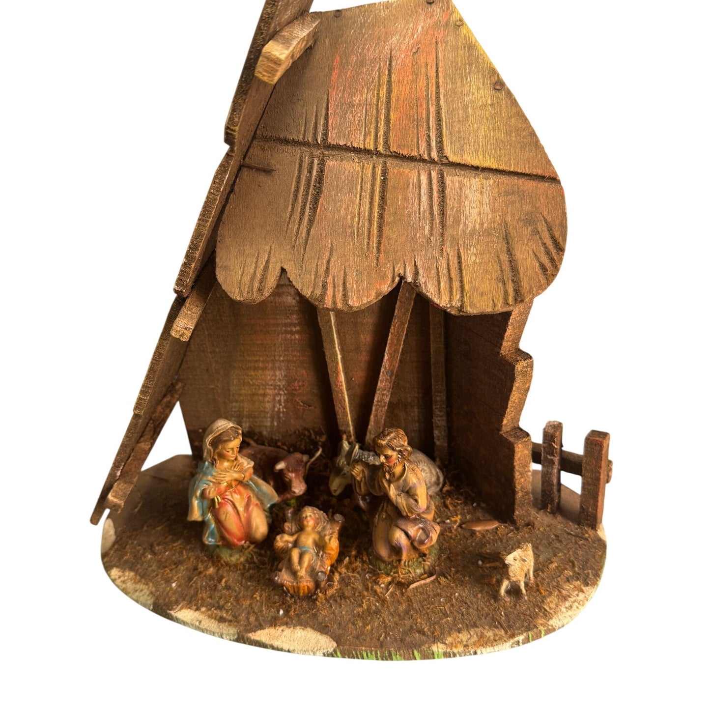 Vintage Fontanini Nativity Scene Hand-Painted Figurines & Stable 12" X 12" X 6"