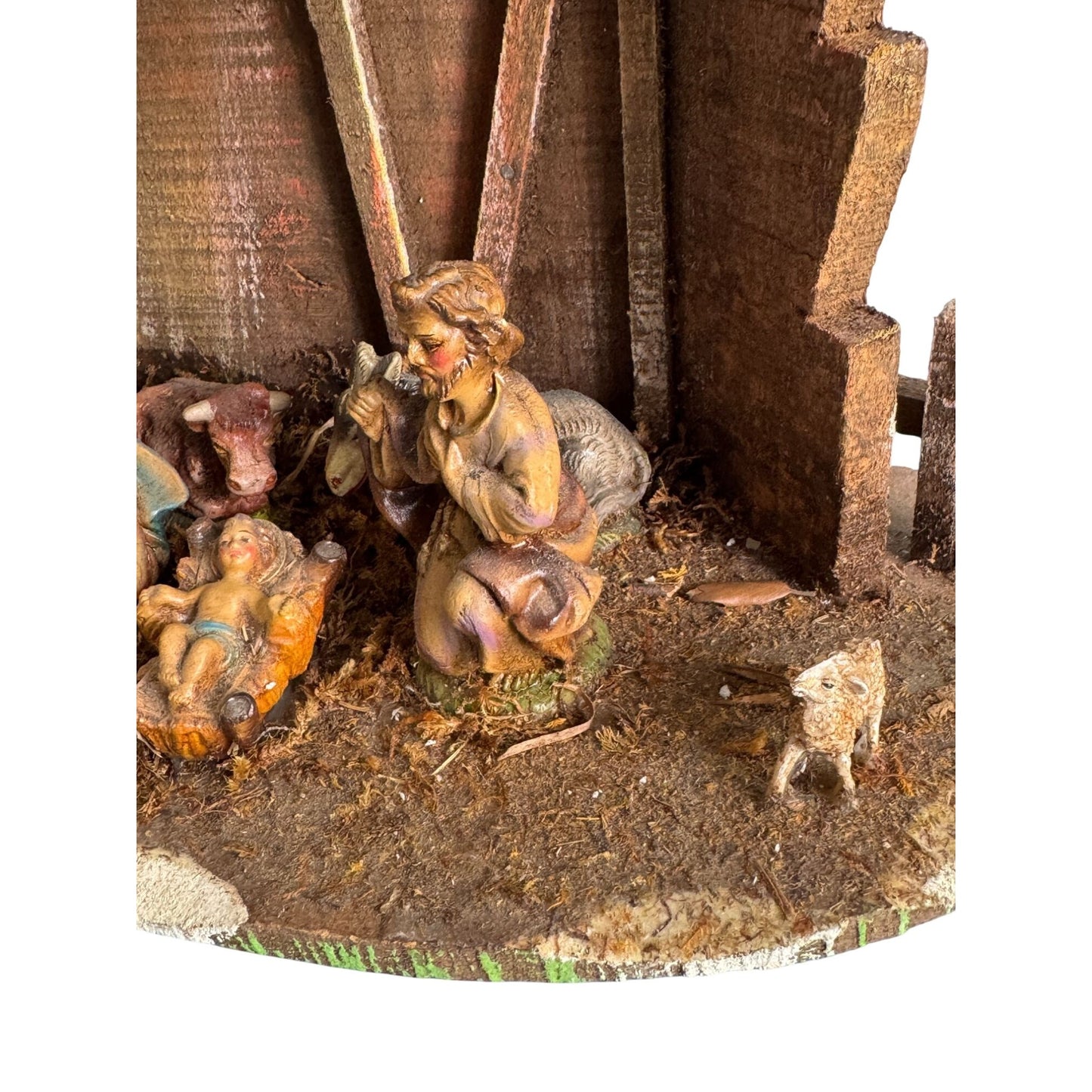 Vintage Fontanini Nativity Scene Hand-Painted Figurines & Stable 12" X 12" X 6"