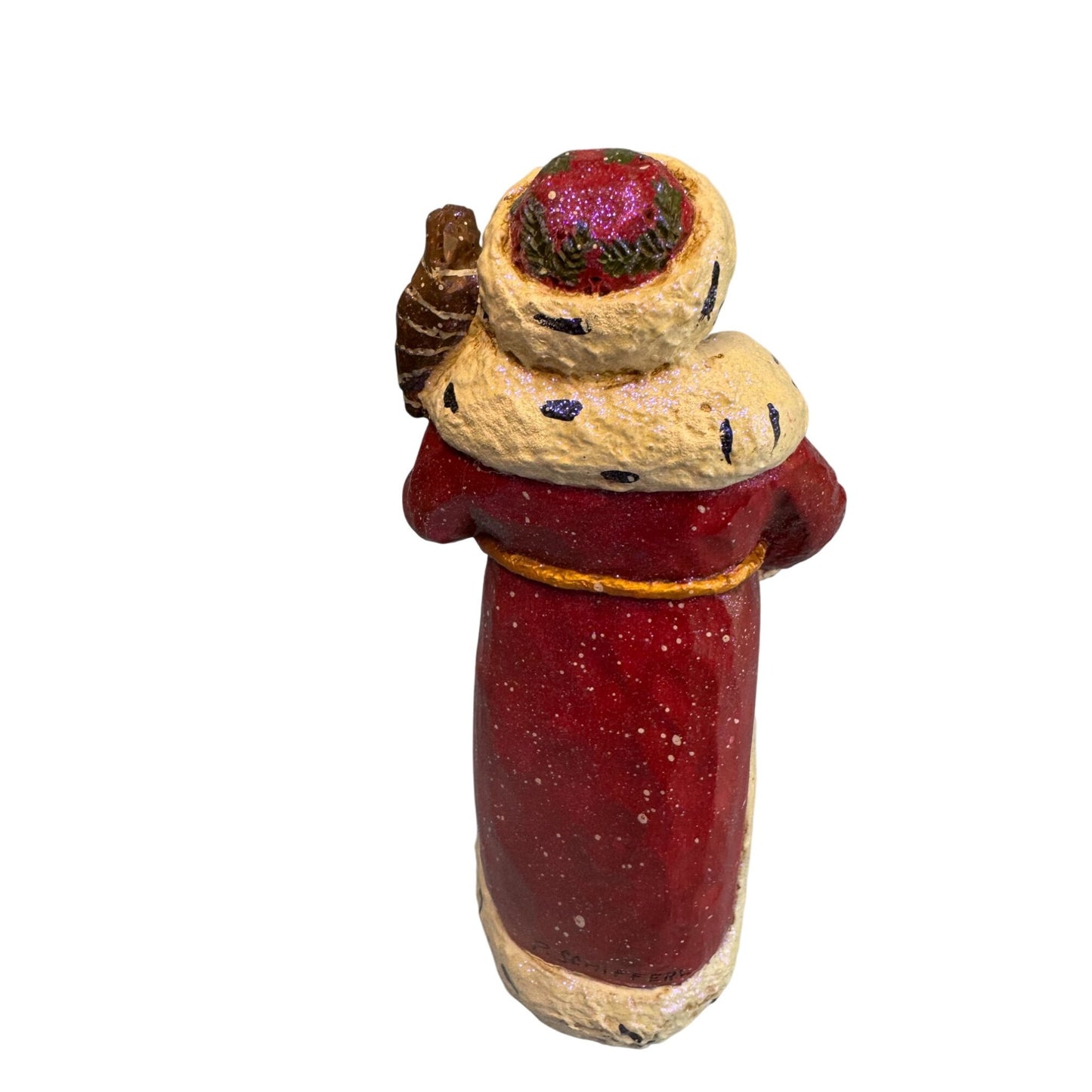 Title:Pamela Schifferl Woodland Santa Figurine Red Coat Owl Forest Animals 8"