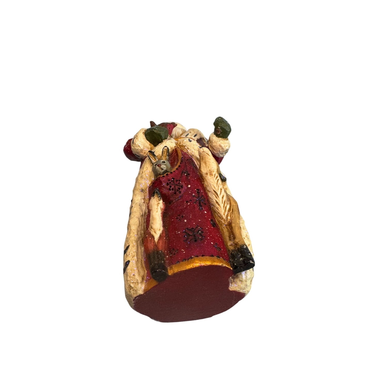 Title:Pamela Schifferl Woodland Santa Figurine Red Coat Owl Forest Animals 8"