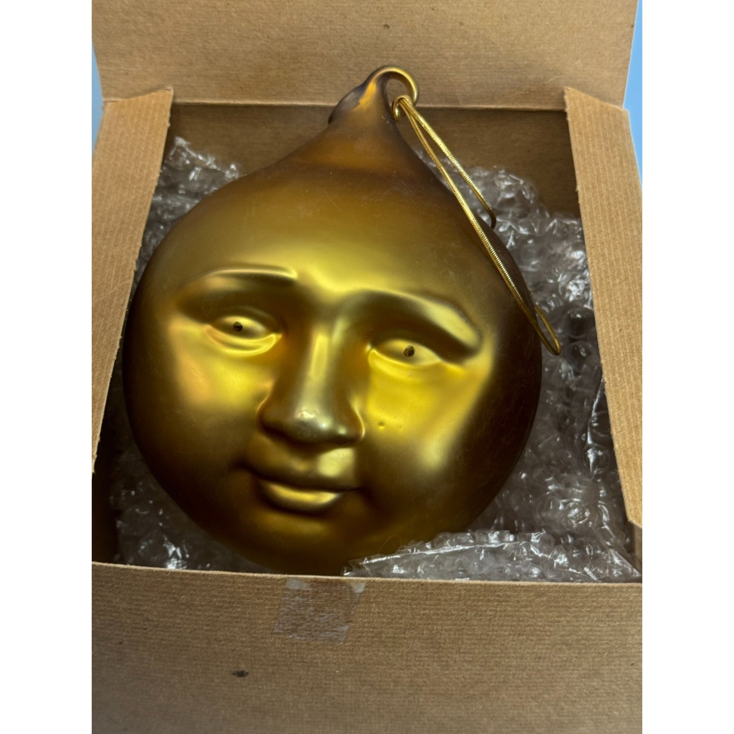 Dept 56 Large Man In The Moon Gold Ornament 7" X 5.5" Glass Hanging Decoration