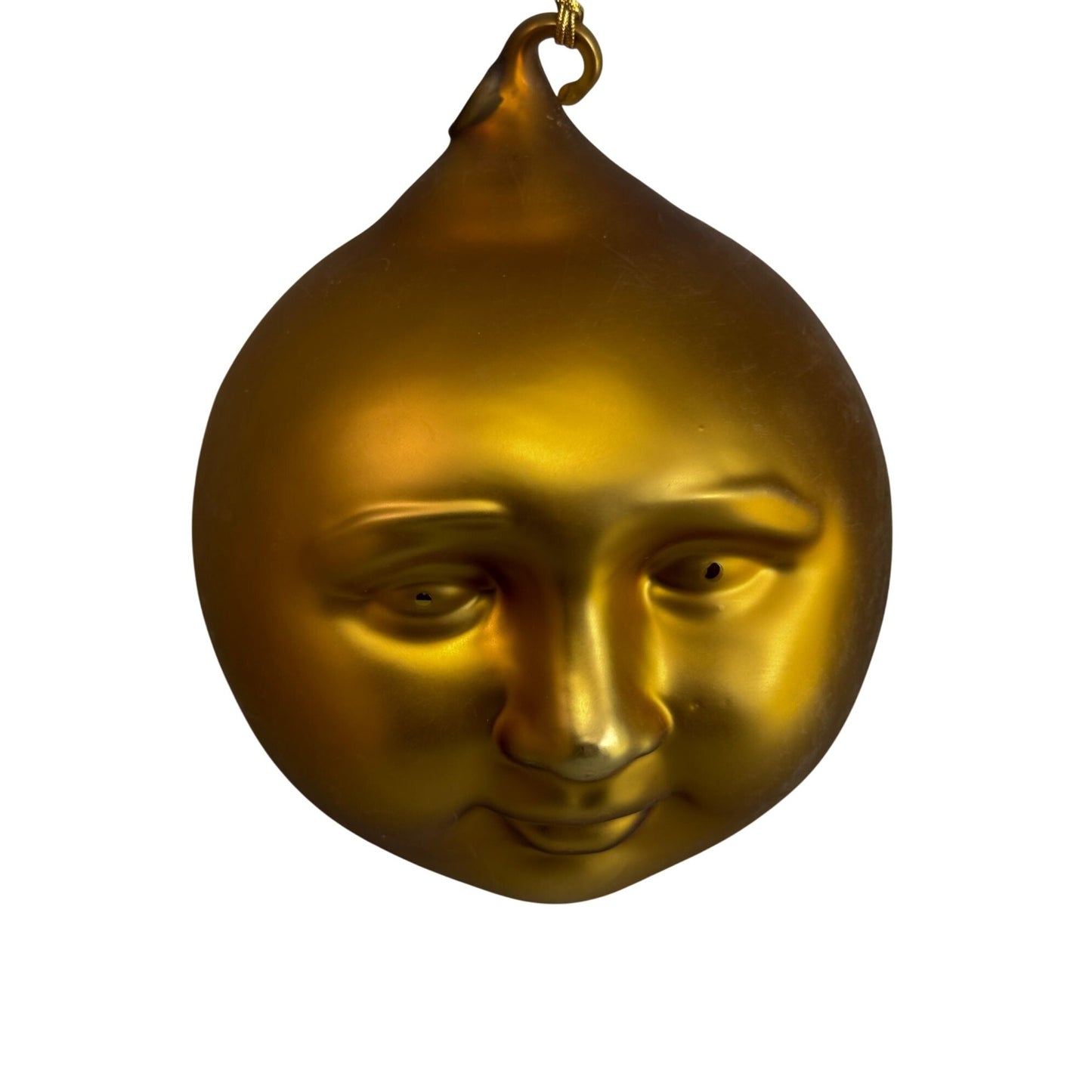 Dept 56 Large Man In The Moon Gold Ornament 7" X 5.5" Glass Hanging Decoration