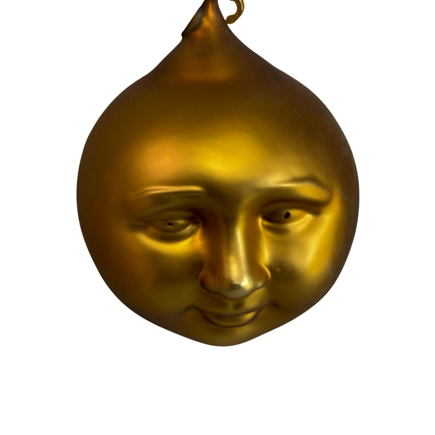 Dept 56 Large Man In The Moon Gold Ornament 7" X 5.5" Glass Hanging Decoration
