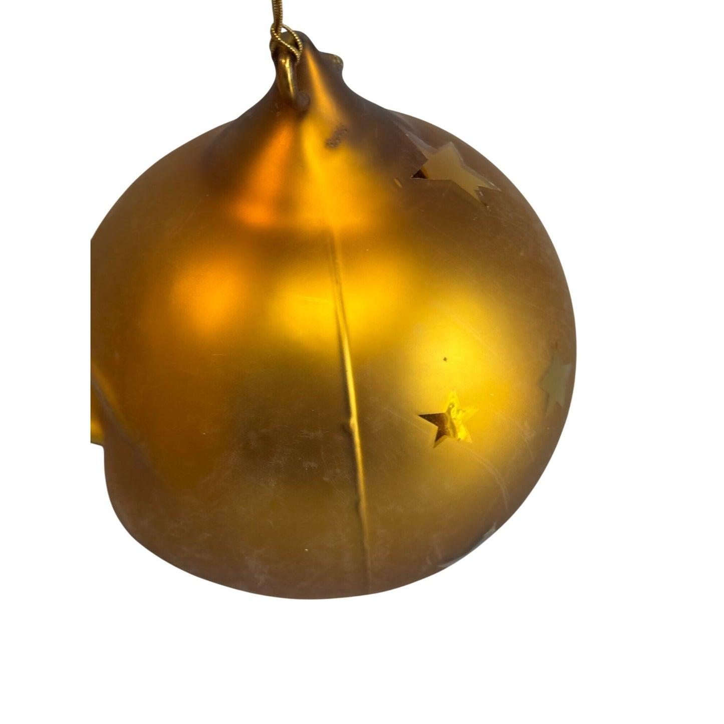 Dept 56 Large Man In The Moon Gold Ornament 7" X 5.5" Glass Hanging Decoration