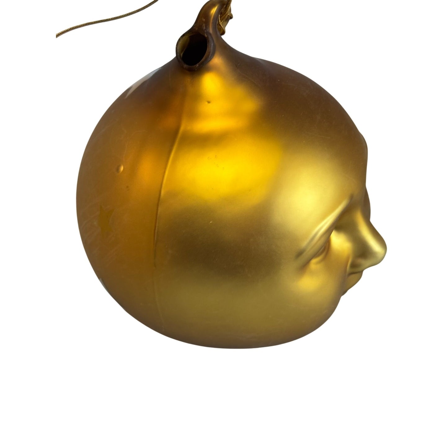 Dept 56 Large Man In The Moon Gold Ornament 7" X 5.5" Glass Hanging Decoration