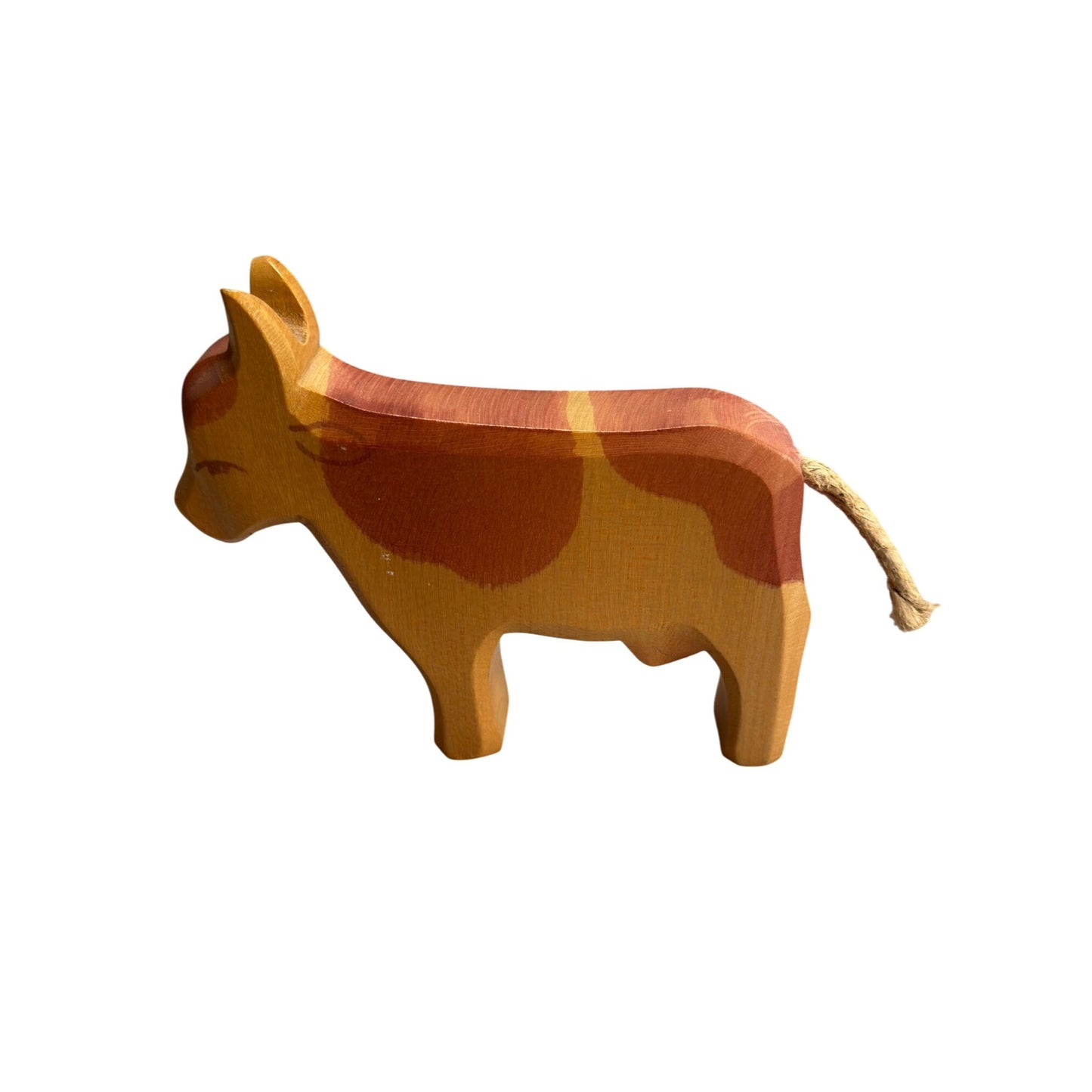 Hand Carved Wooden Cow Figurine By Ostheimer 6" X 5" Poland