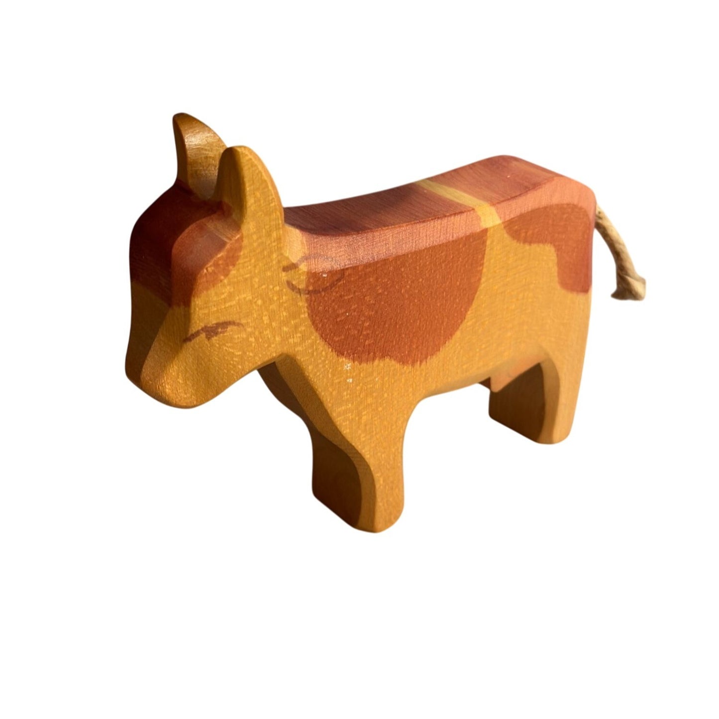 Hand Carved Wooden Cow Figurine By Ostheimer 6" X 5" Poland