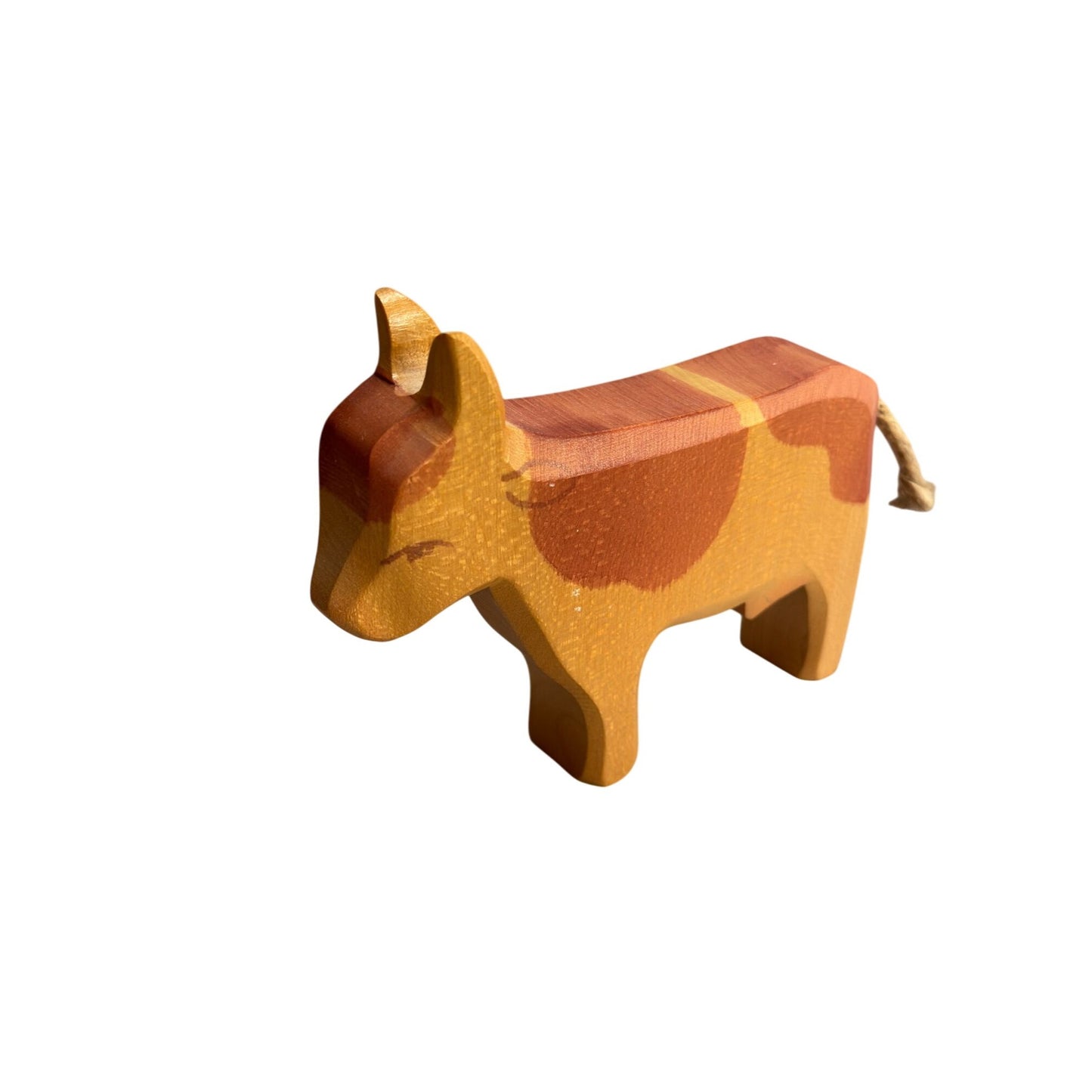Hand Carved Wooden Cow Figurine By Ostheimer 6" X 5" Poland