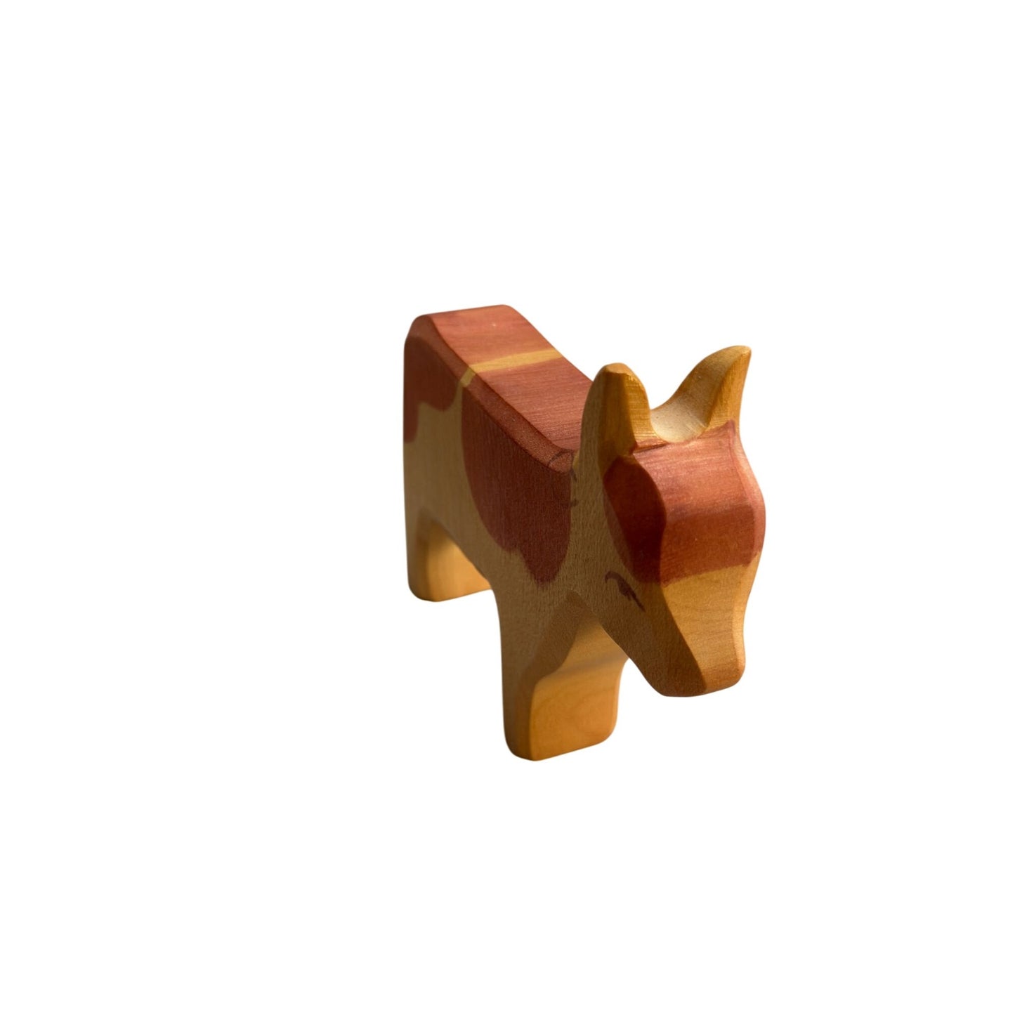 Hand Carved Wooden Cow Figurine By Ostheimer 6" X 5" Poland