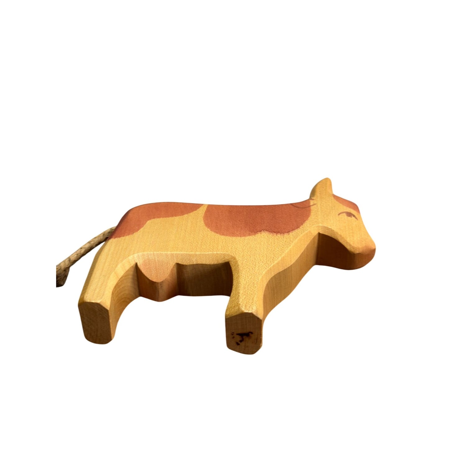 Hand Carved Wooden Cow Figurine By Ostheimer 6" X 5" Poland