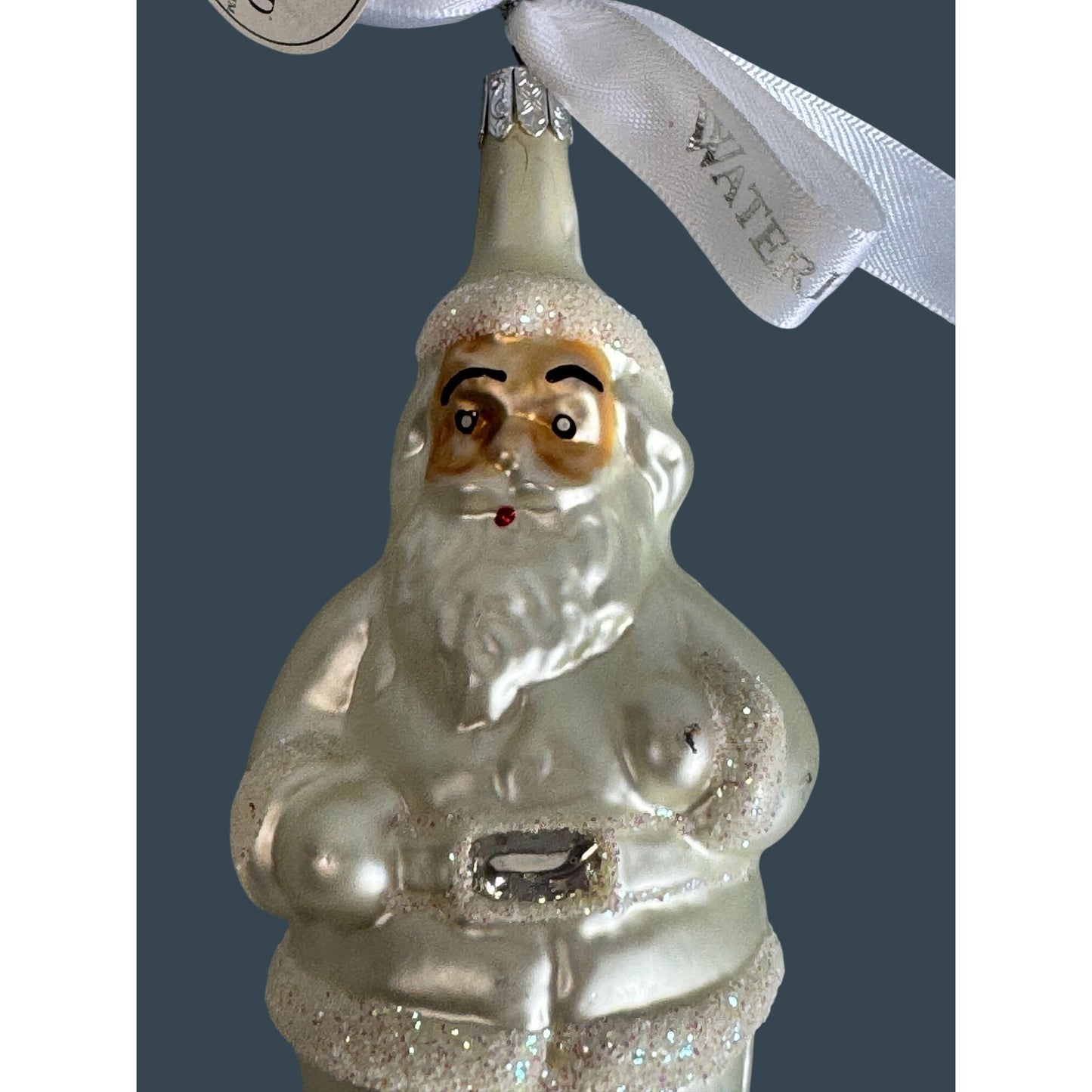 Waterford Frosty Santa Glass Ornament 6" Handmade Czech Republic 100-335-00