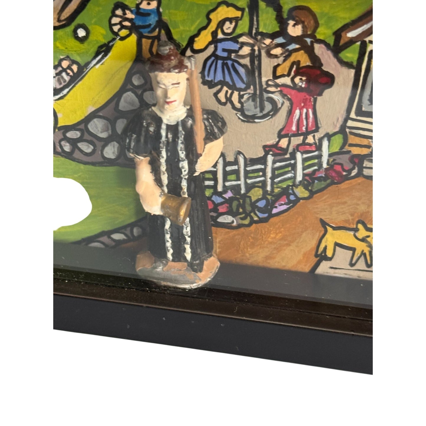 Handcrafted Shadow Box Art "School Maam" By L.D. Wandi Signed 2021 Folk Style 7 3/4" x 4 3/4" x 1 3/8"