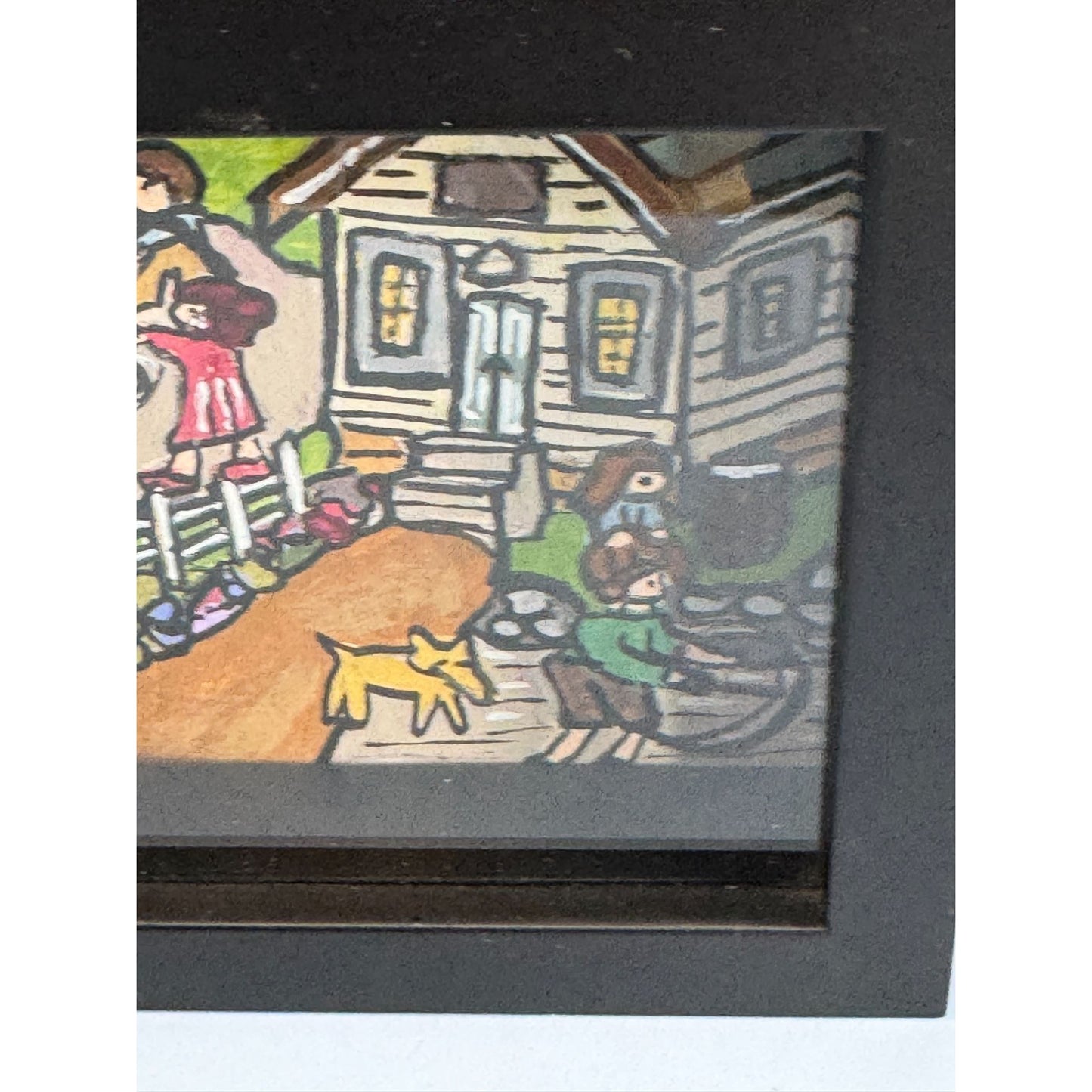 Handcrafted Shadow Box Art "School Maam" By L.D. Wandi Signed 2021 Folk Style 7 3/4" x 4 3/4" x 1 3/8"