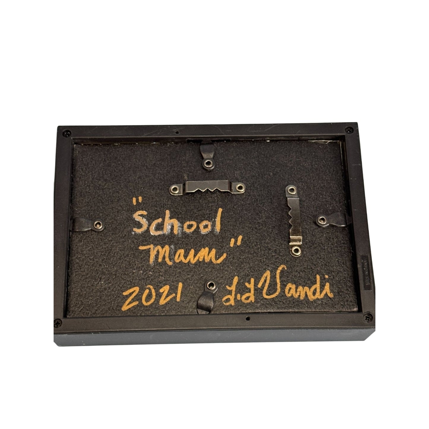 Handcrafted Shadow Box Art "School Maam" By L.D. Wandi Signed 2021 Folk Style 7 3/4" x 4 3/4" x 1 3/8"