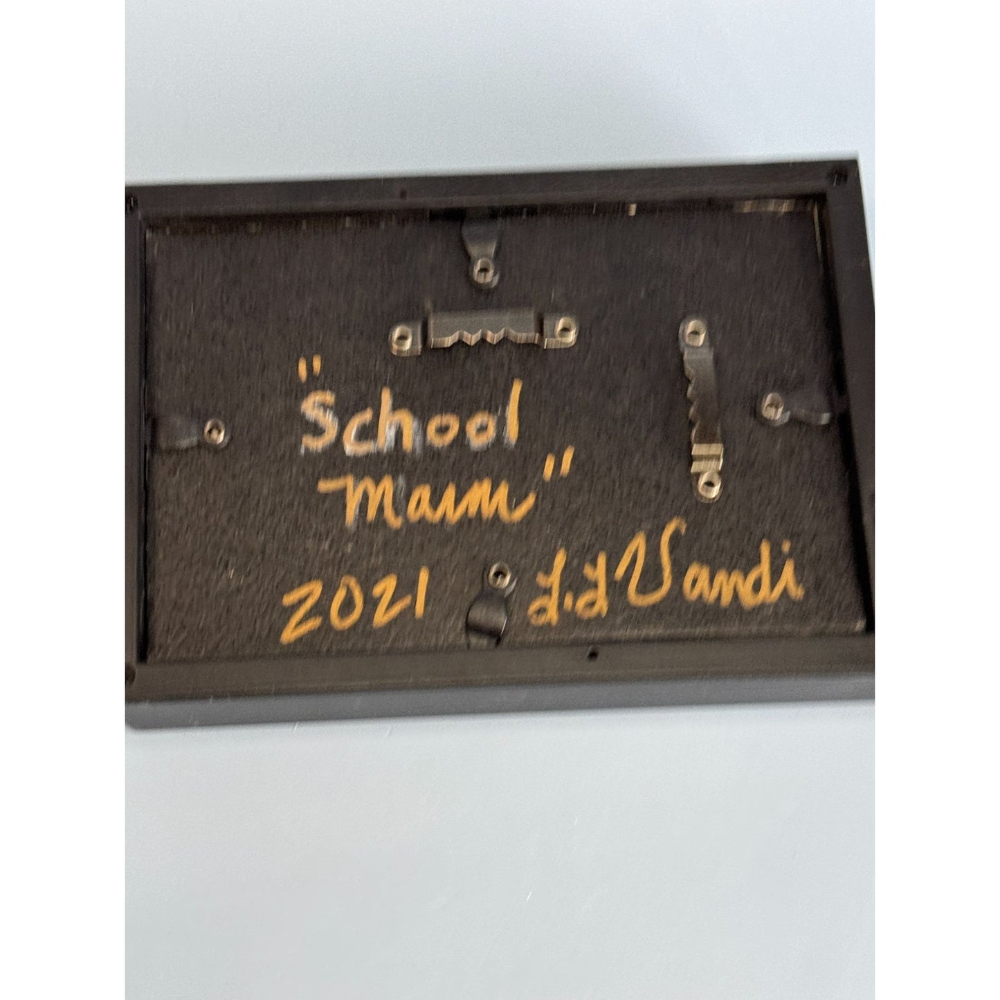 Handcrafted Shadow Box Art "School Maam" By L.D. Wandi Signed 2021 Folk Style 7 3/4" x 4 3/4" x 1 3/8"