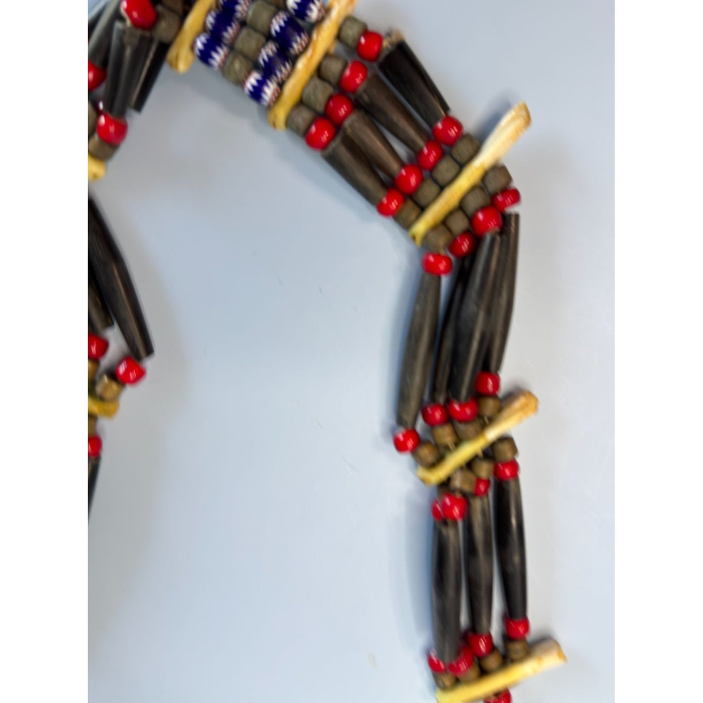 African Tribal Buffalo Bone & Murano Beads Necklace 22" Multi-Strand Handmade Ethnic Jewelry