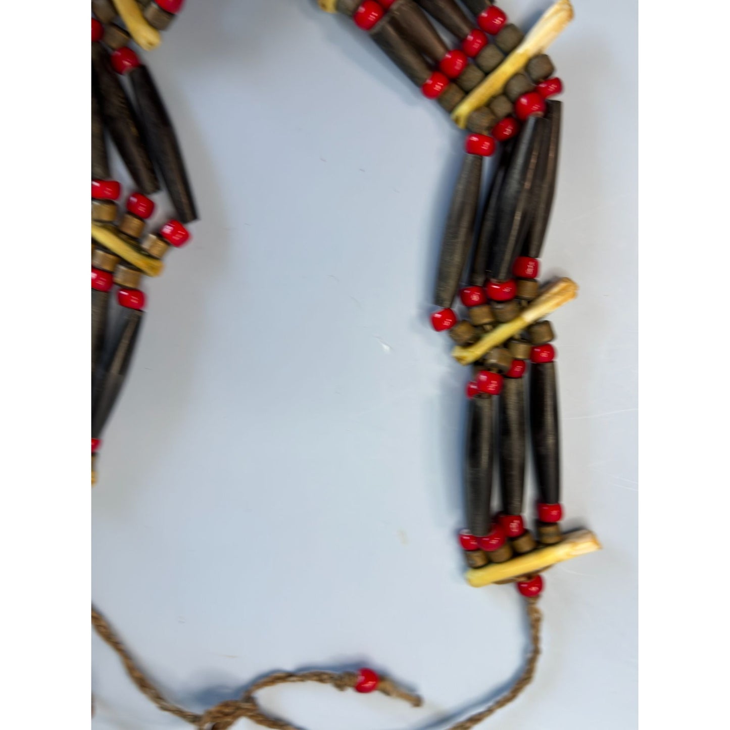 African Tribal Buffalo Bone & Murano Beads Necklace 22" Multi-Strand Handmade Ethnic Jewelry