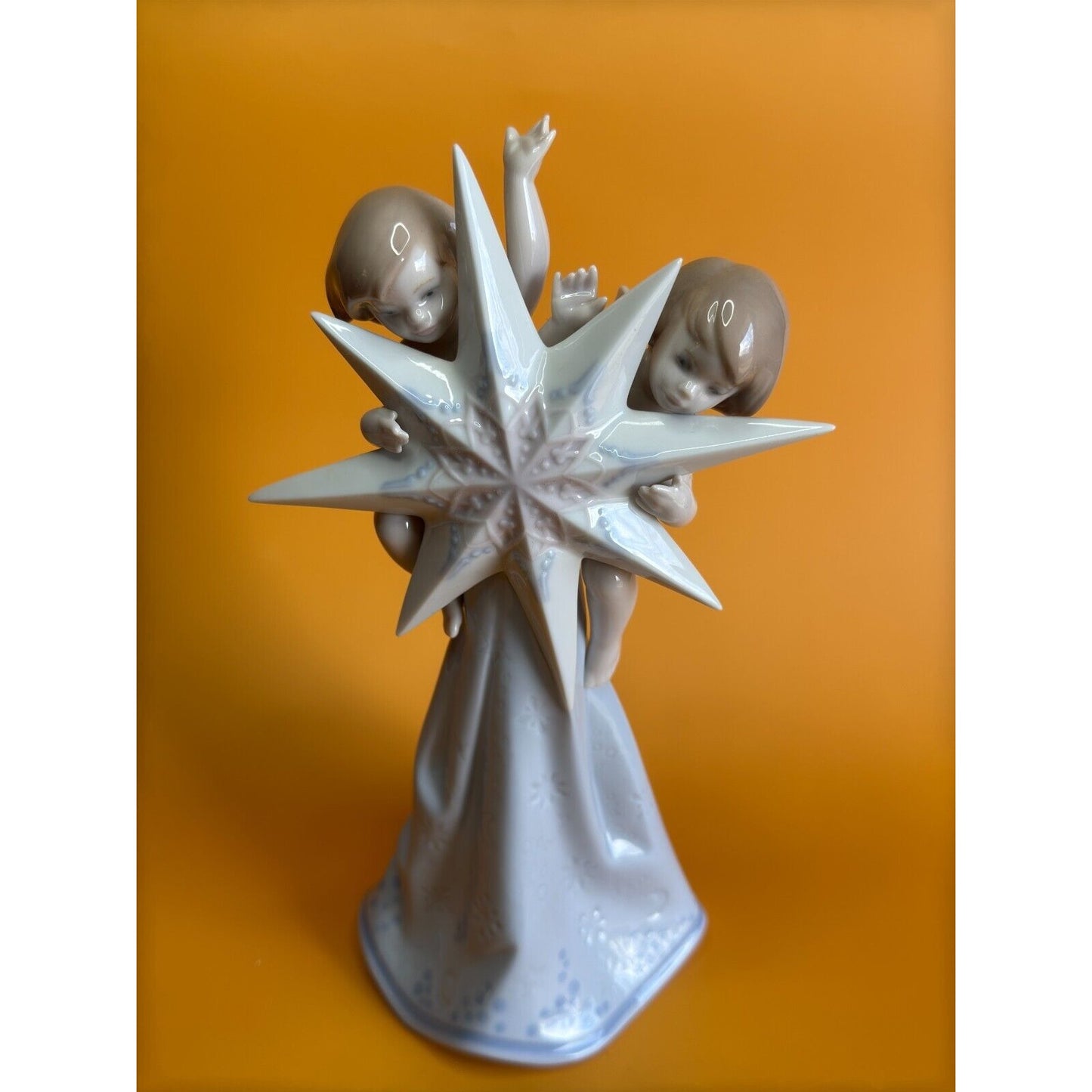 Lladro Celestial Christmas Child Angels Star Tree Topper with Box 06501 1990's