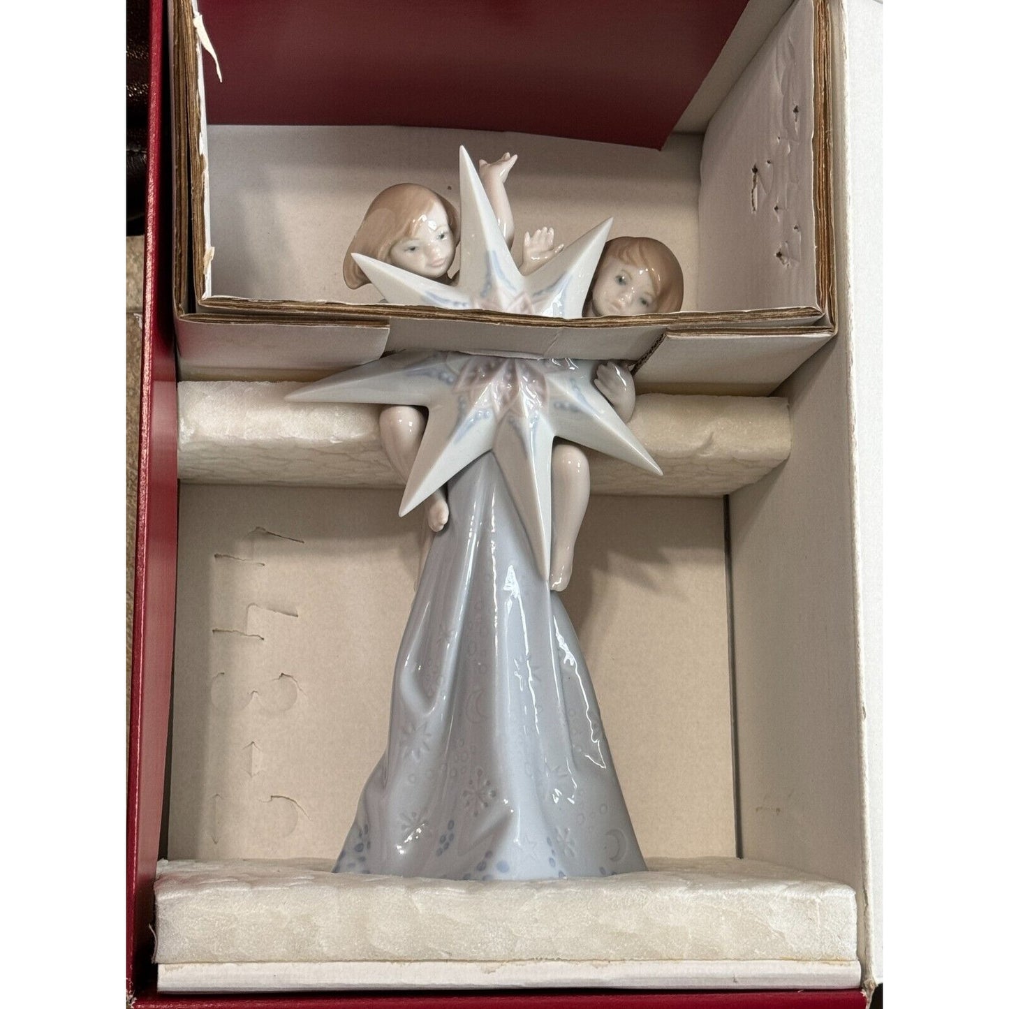 Lladro Celestial Christmas Child Angels Star Tree Topper with Box 06501 1990's