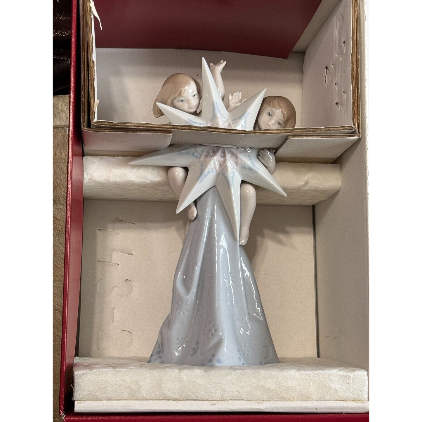 Lladro Celestial Christmas Child Angels Star Tree Topper with Box 06501 1990's