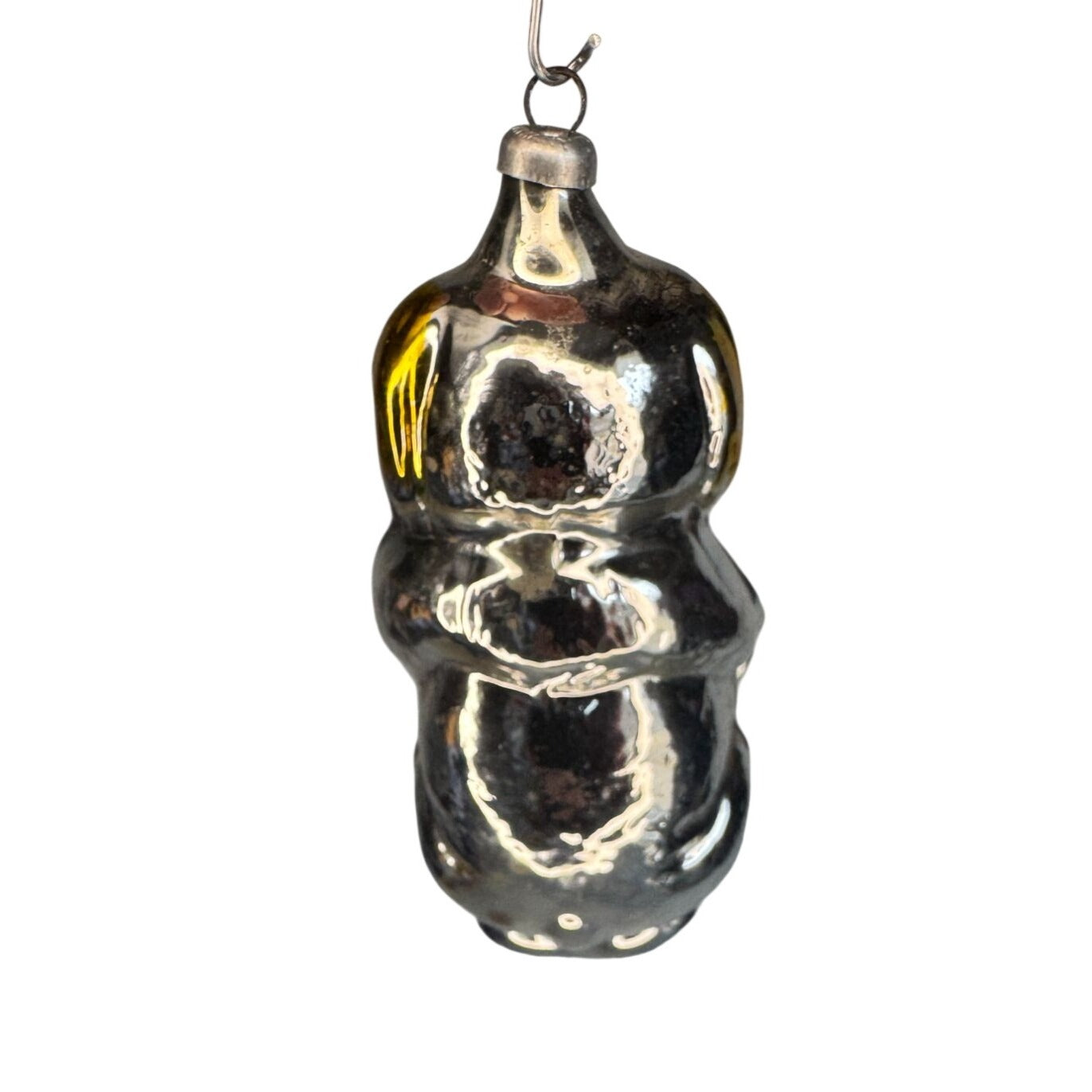 1950s West Germany Begging Dog Mercury Glass Ornament Yellow Ears Red Bow 4"