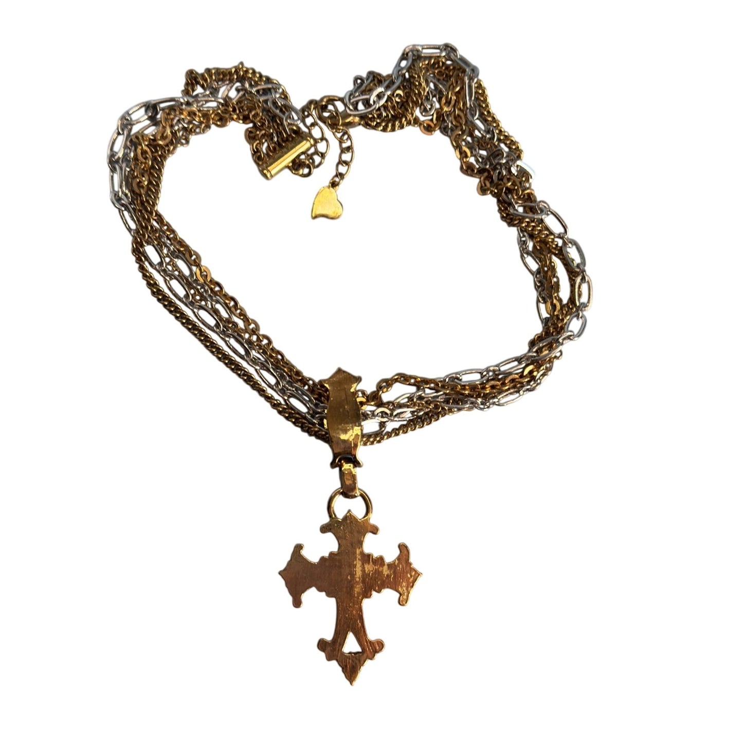 Vintage Brighton Gold & Silver Cross Necklace & Earrings Set Retired