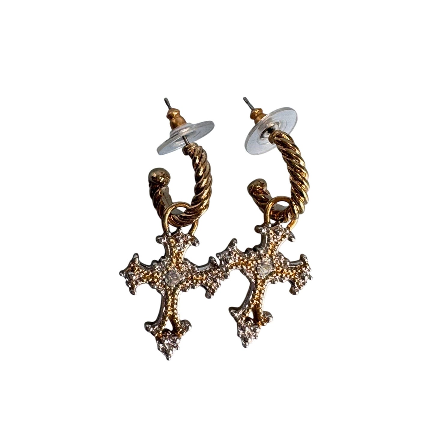 Vintage Brighton Gold & Silver Cross Necklace & Earrings Set Retired
