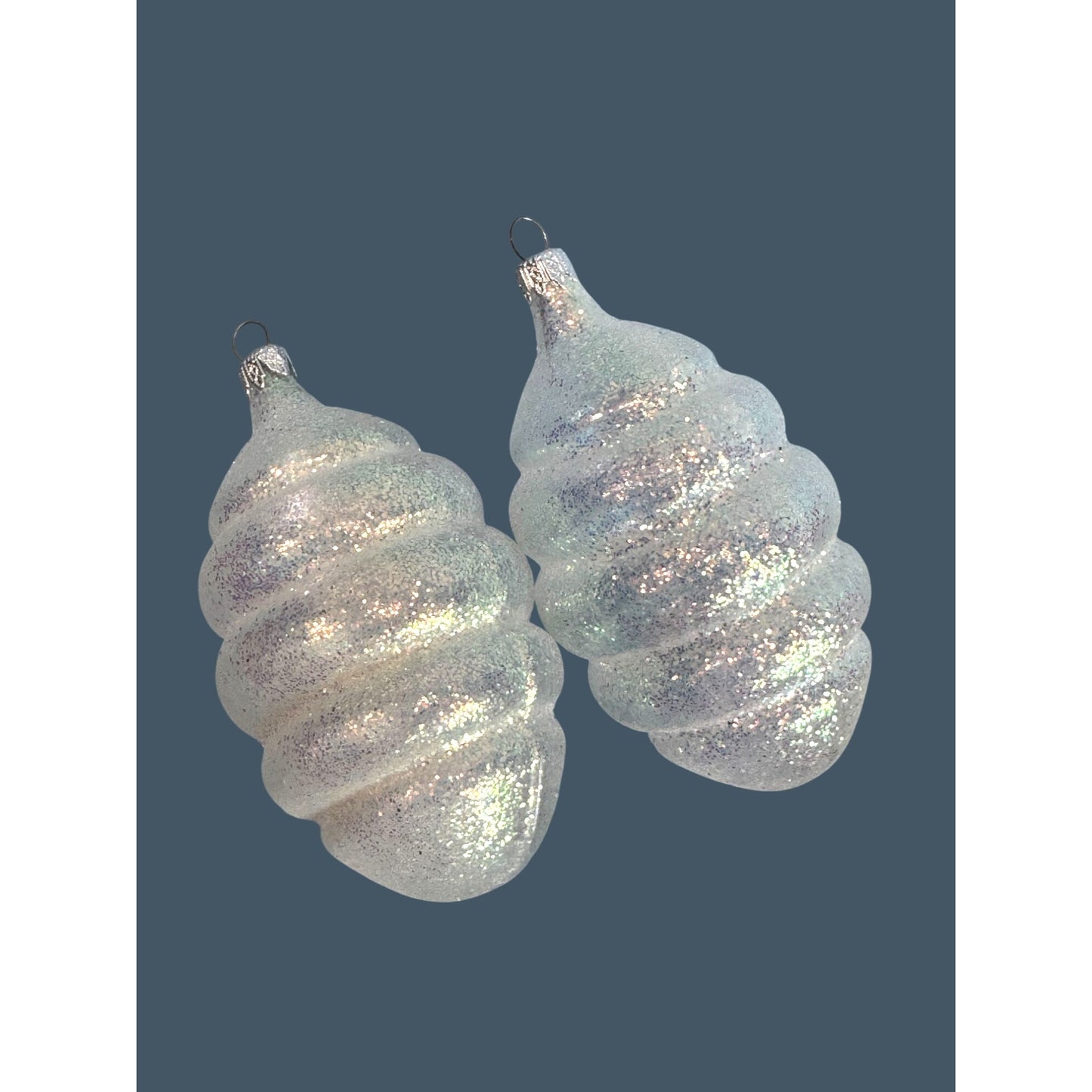 Delicate Blown Glass Ornaments Iridescent Spiral 4 Inches Christmas Colombia