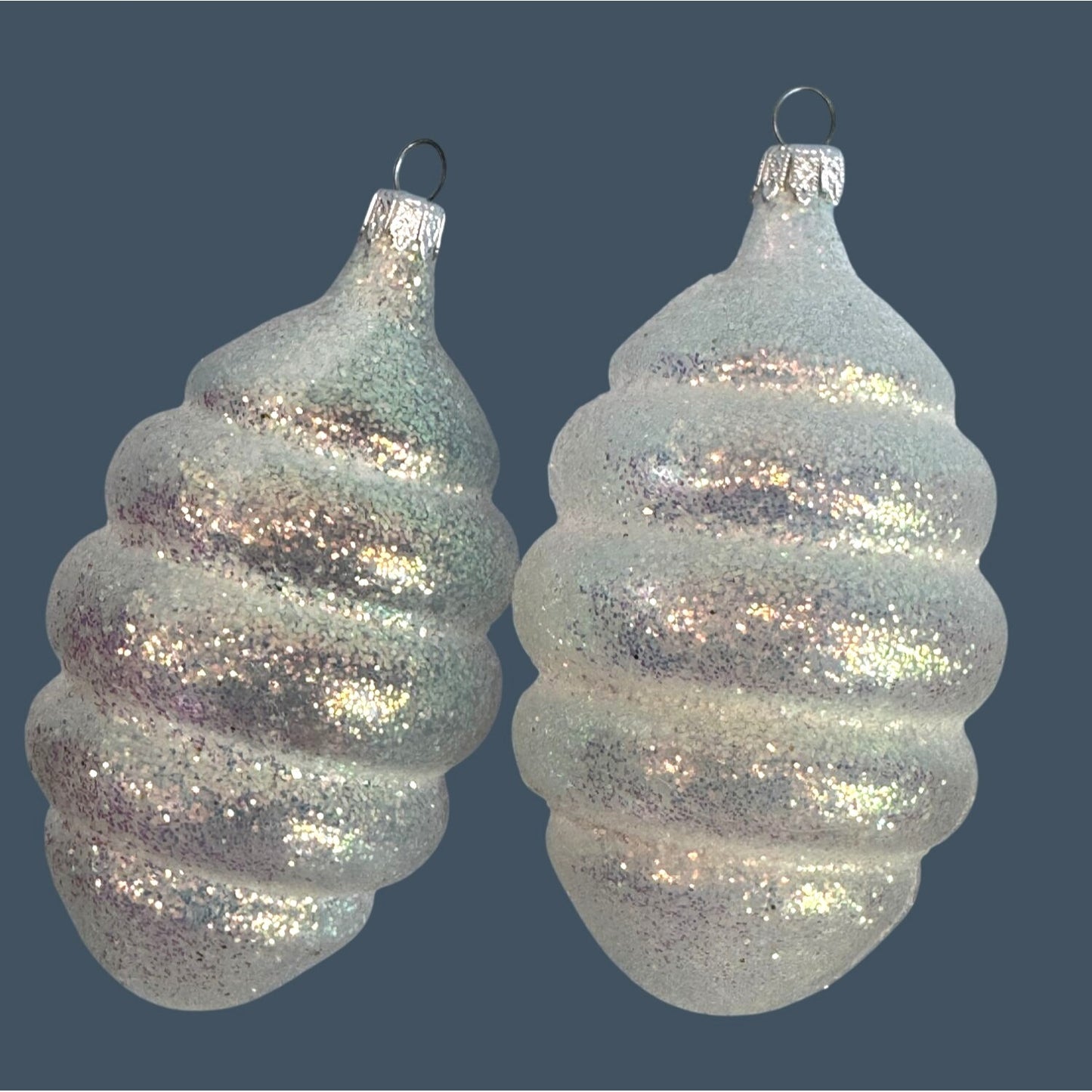 Delicate Blown Glass Ornaments Iridescent Spiral 4 Inches Christmas Colombia