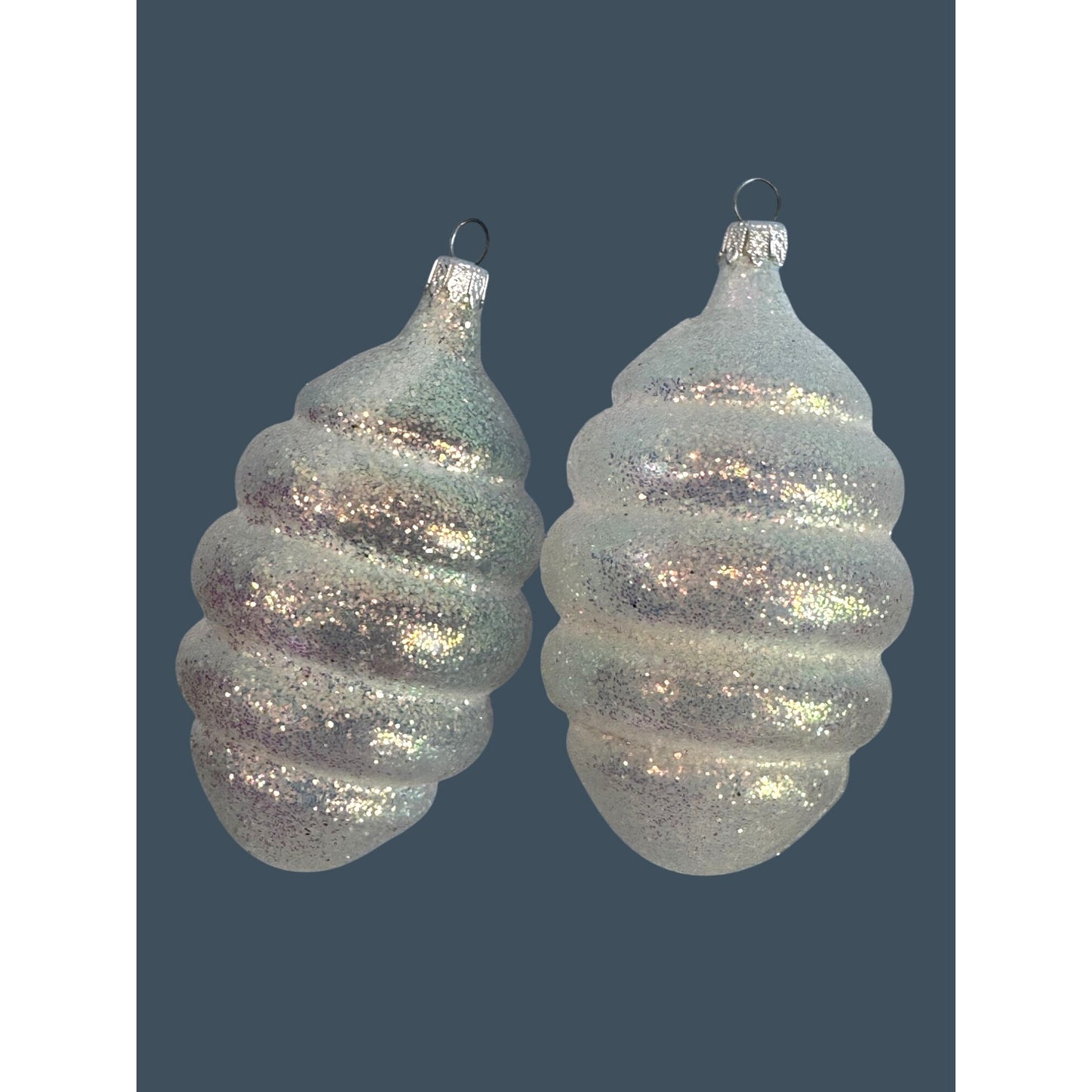 Delicate Blown Glass Ornaments Iridescent Spiral 4 Inches Christmas Colombia