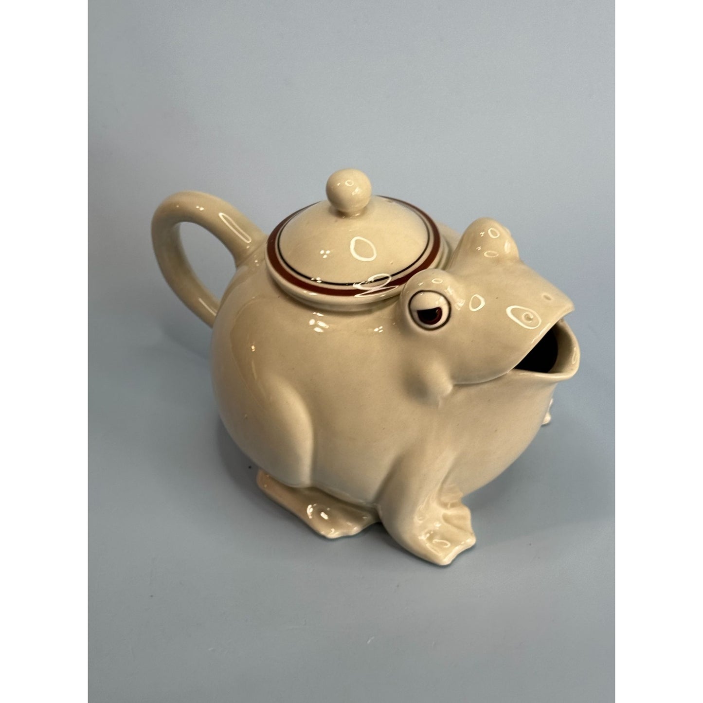 Fitz & Floyd 1976 Ceramic Frog Teapot 5" High 7" Long Cute Vintage Collectible