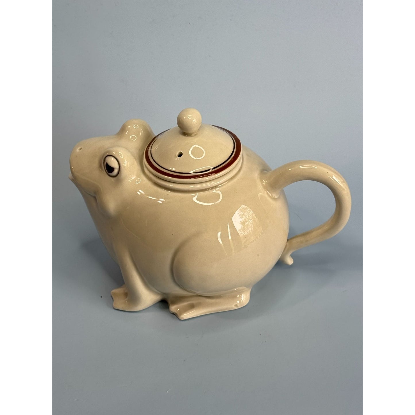 Fitz & Floyd 1976 Ceramic Frog Teapot 5" High 7" Long Cute Vintage Collectible